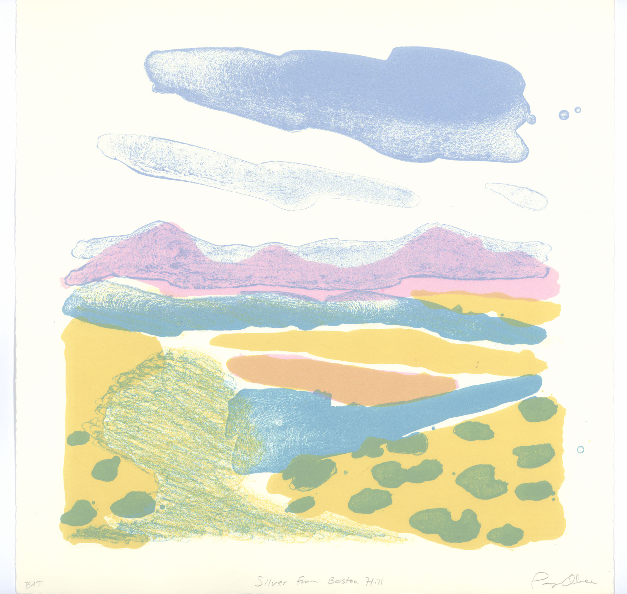 Untitled IV (Desert Series), 2022, Lithograph and Chine Colle, 13"x15"