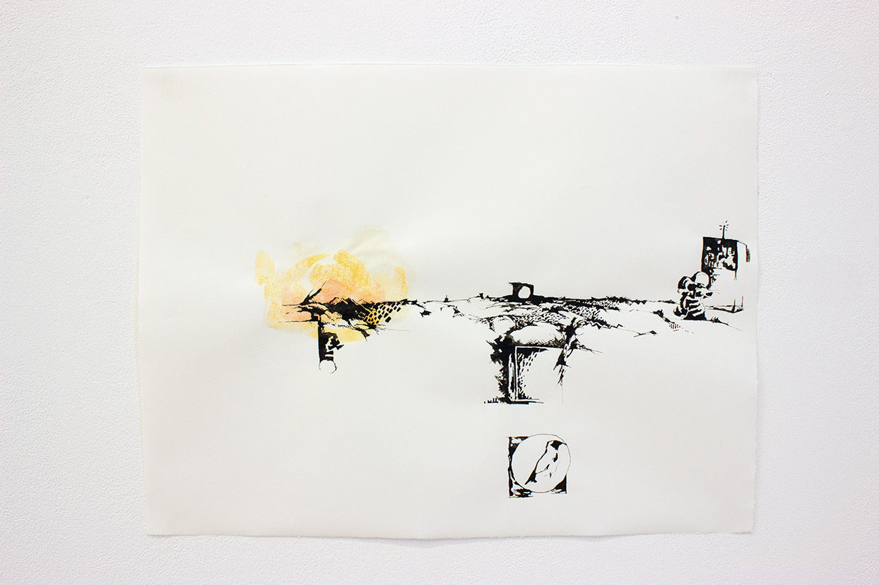 Desert Mouse, oak-gall ink, pigment, 19" x 14