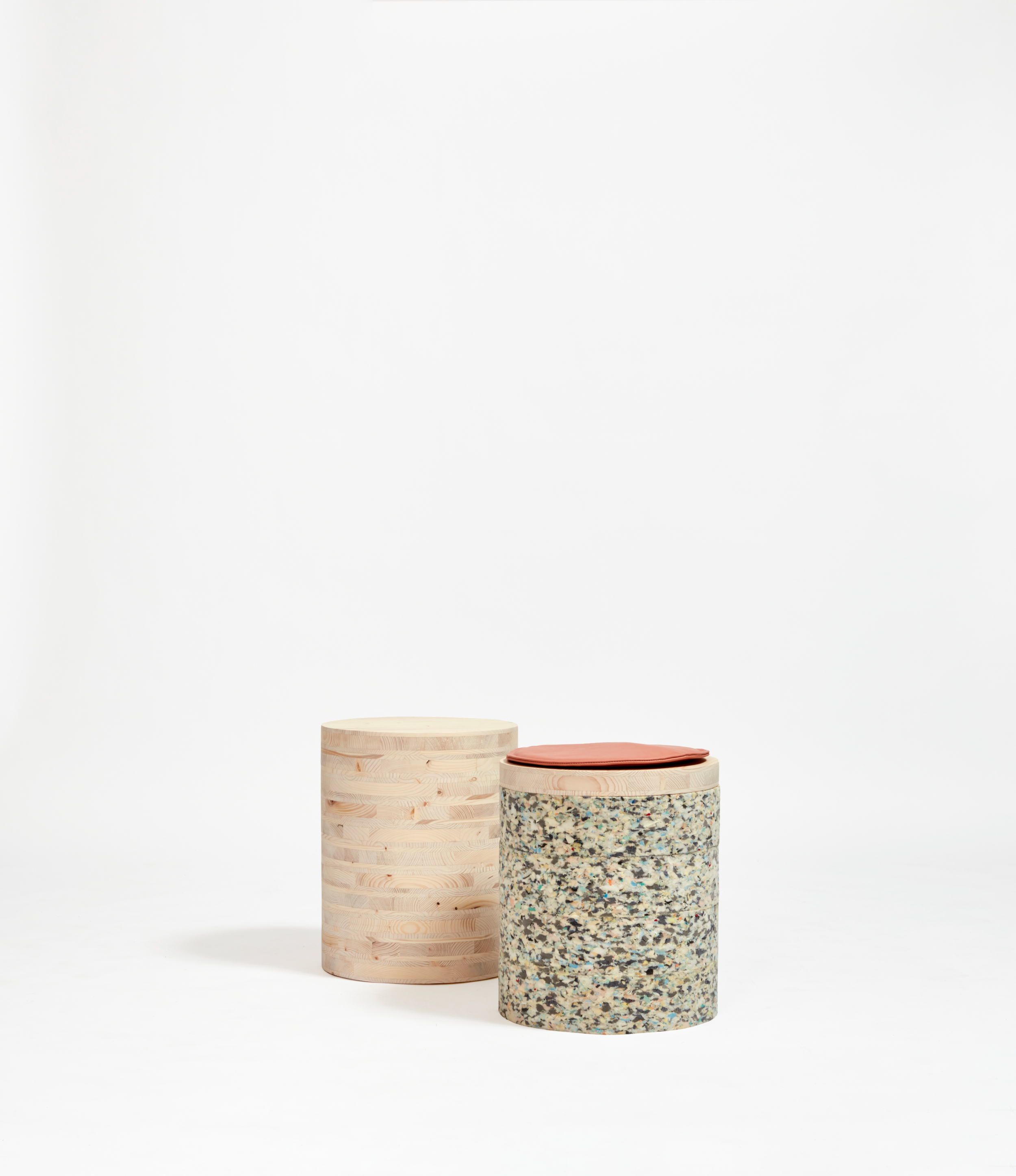 Fool's Paradise, 2020, Spruce cross-laminated timber, 38 x 46.2 cm & Air Castle, 2020, Spruce cross-laminated timber and chip foam, 38 x 44.2 cm