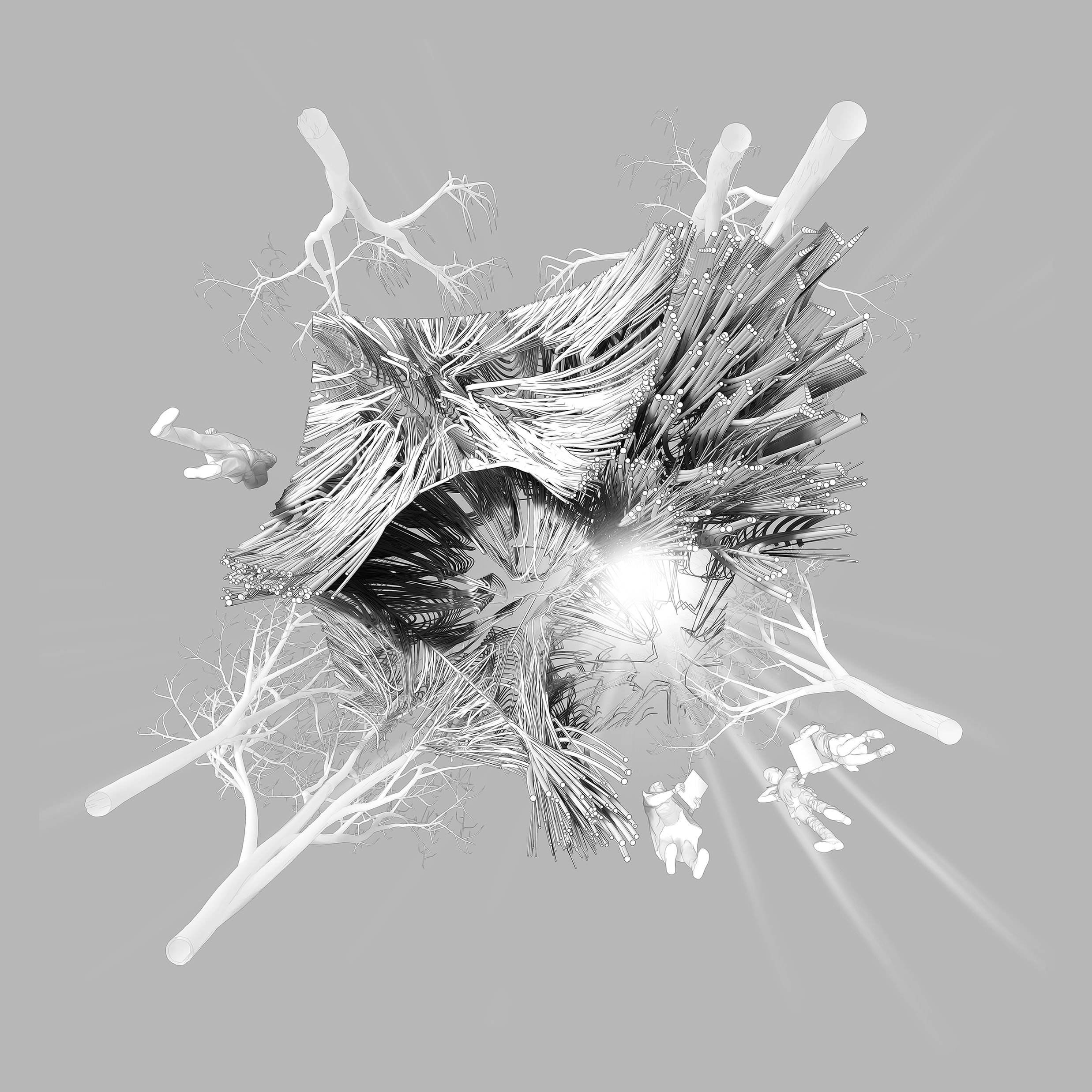 Forest Pavilion (Worm’s Eye View). Architecture proposal, digital rendering, 2016.