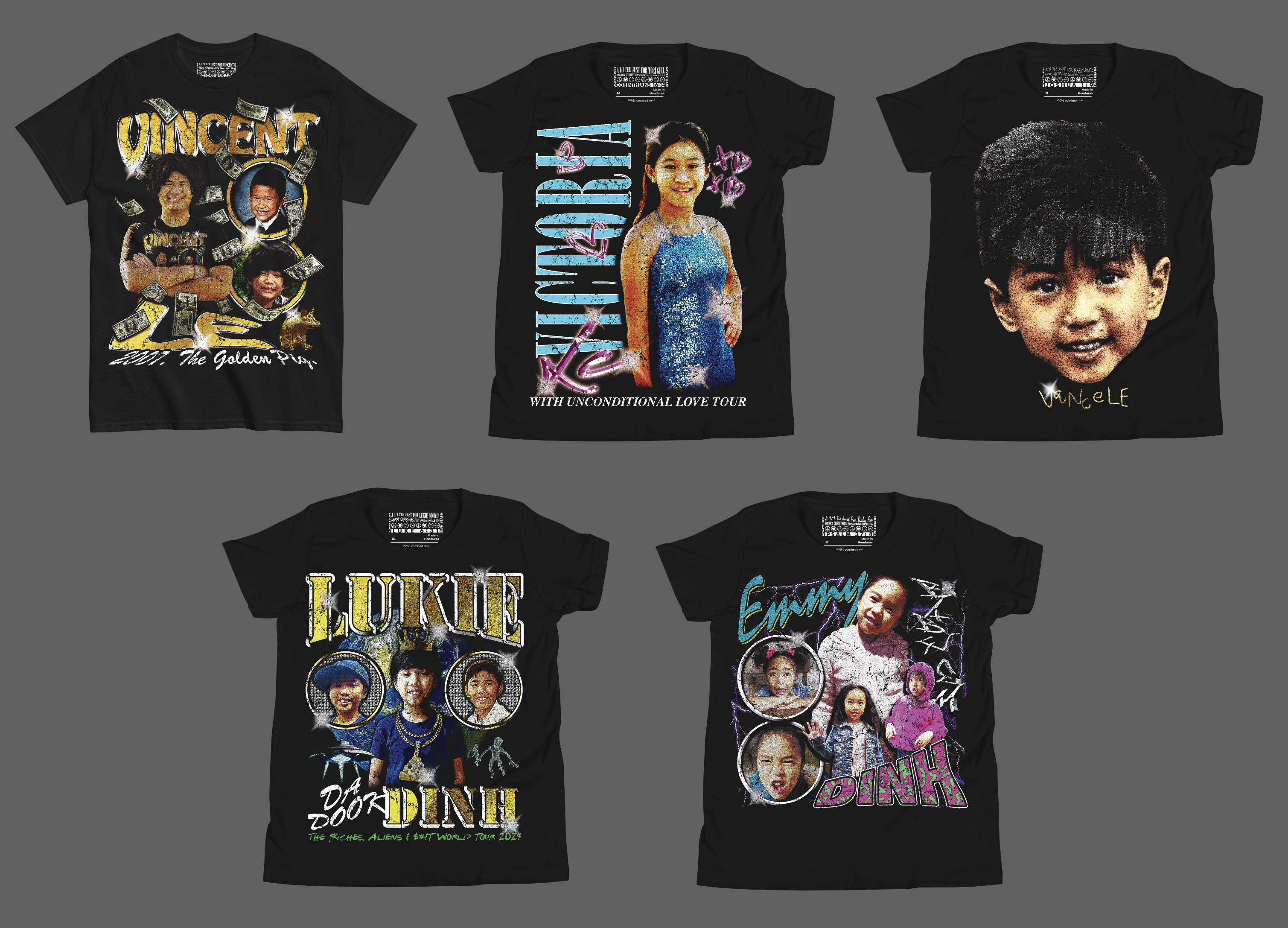 Custom 90's 'Rap' T's for the kiddos