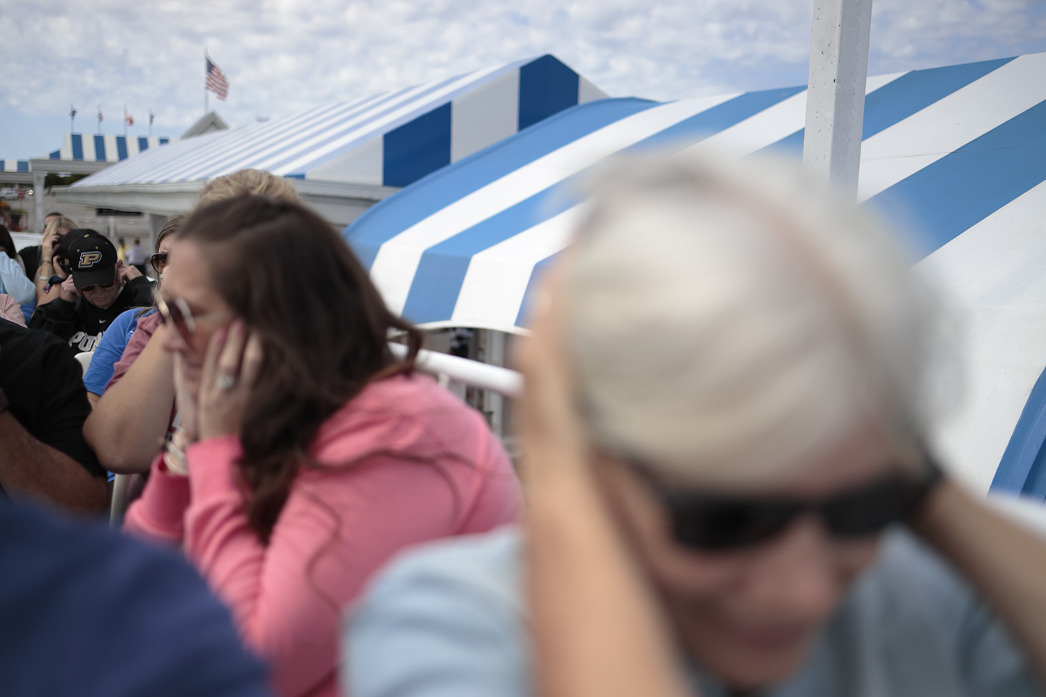 The ferry sounds its horn before leaving dock