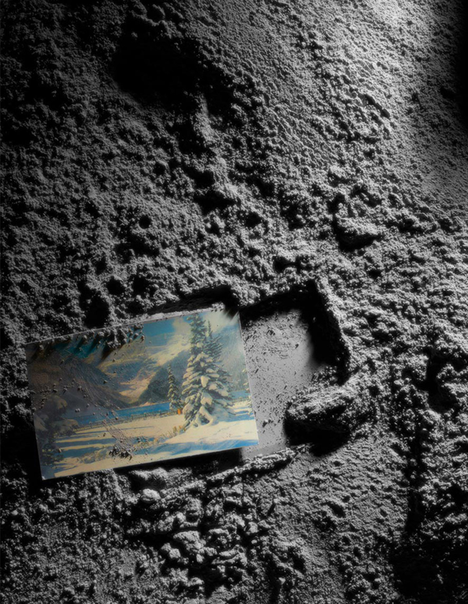 KMA stylist Sara Wacksman designs set for a photo of a photo laying in grey dirt for Pan & The Dream