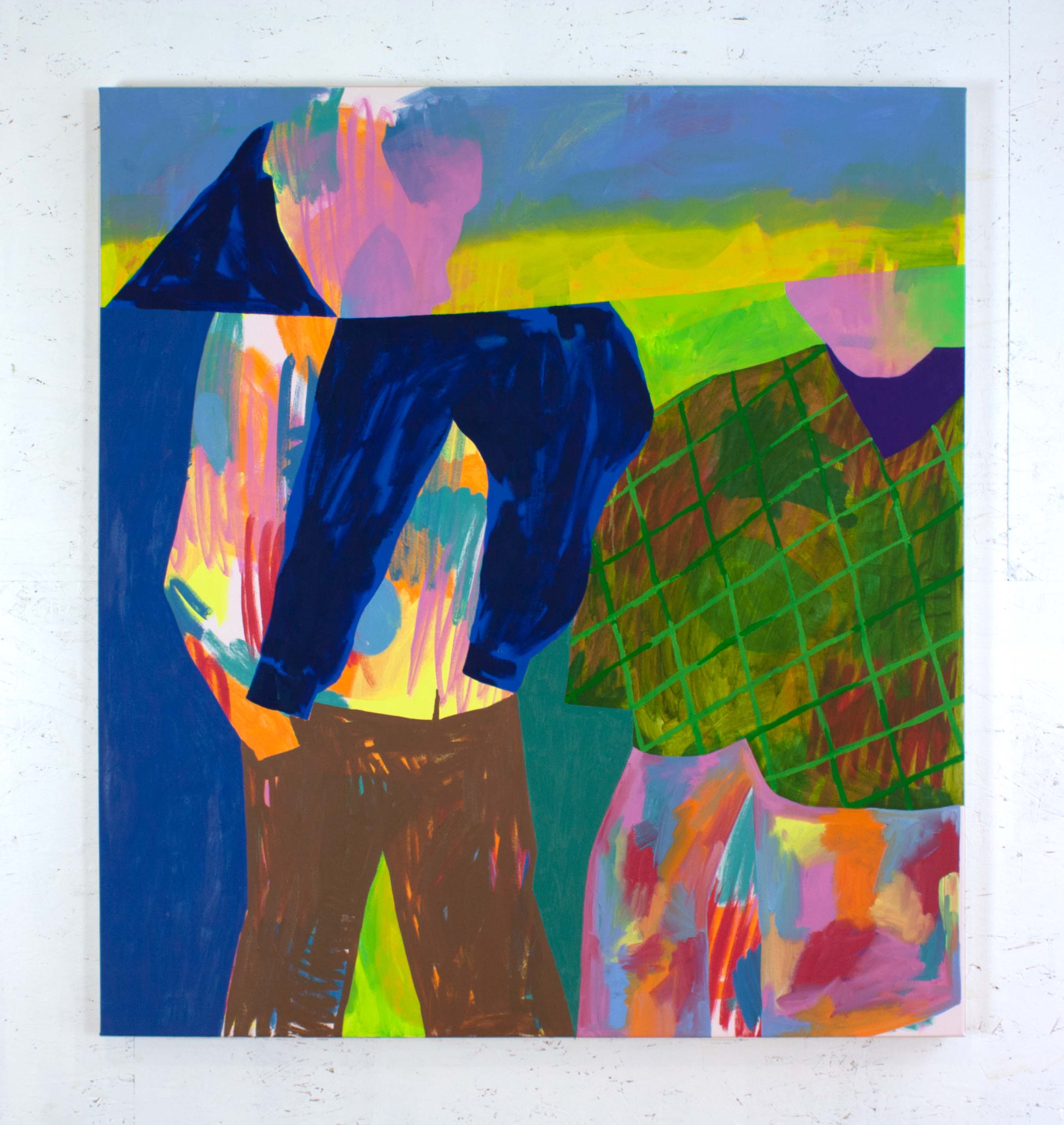 "Lemons and Law Memos", 2024, oil and acrylic on canvas, 55x53 in