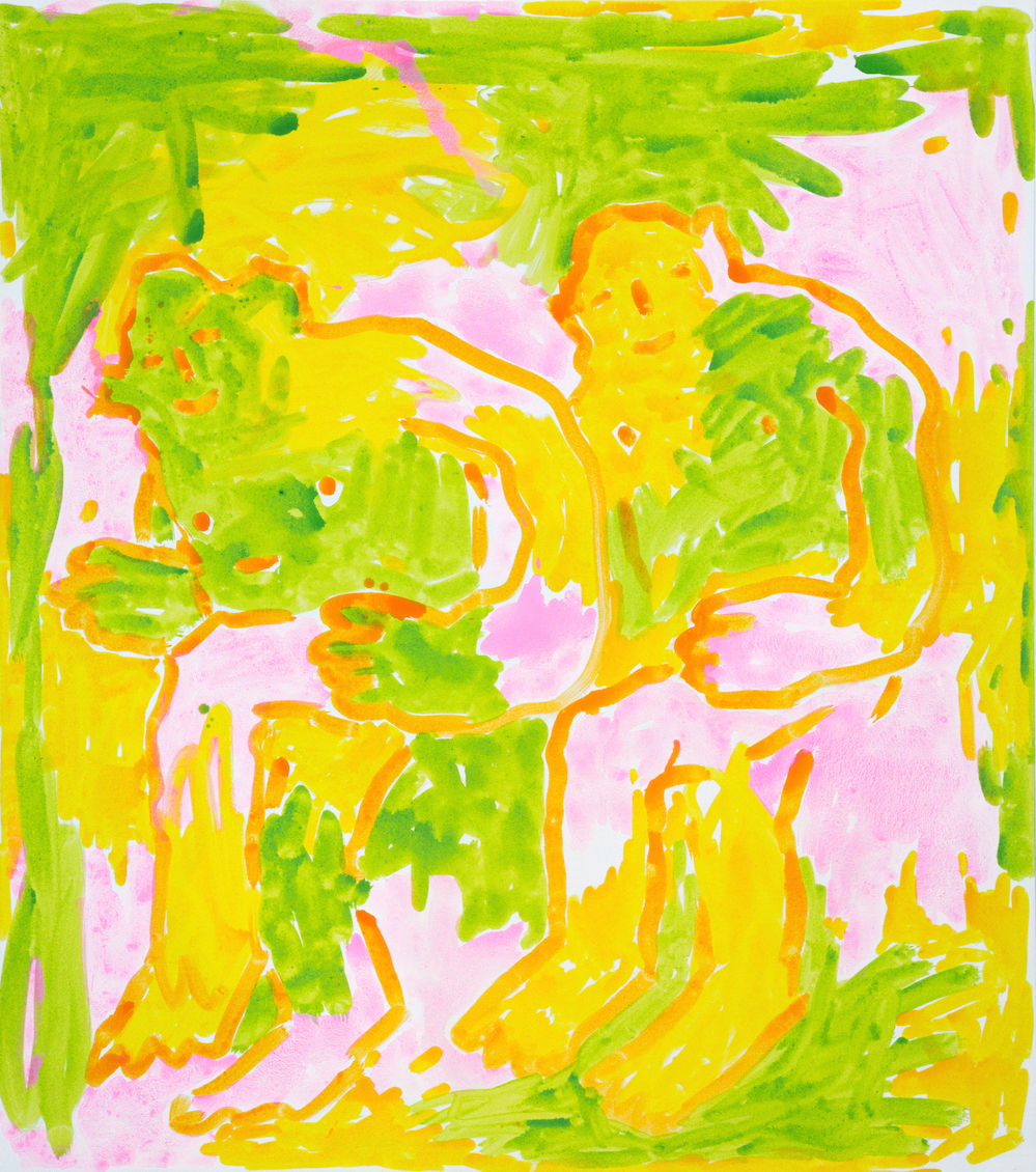 dancing in a field of flowers, 2024, Flashe and acrylic on canvas, 71.5 x 63.5 in.