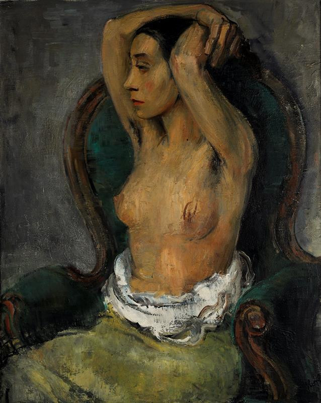 Maxim Kopf, Žensk&yacute; poloakt, olej na pl&aacute;tně, Foto: Moravsk&aacute; galerie