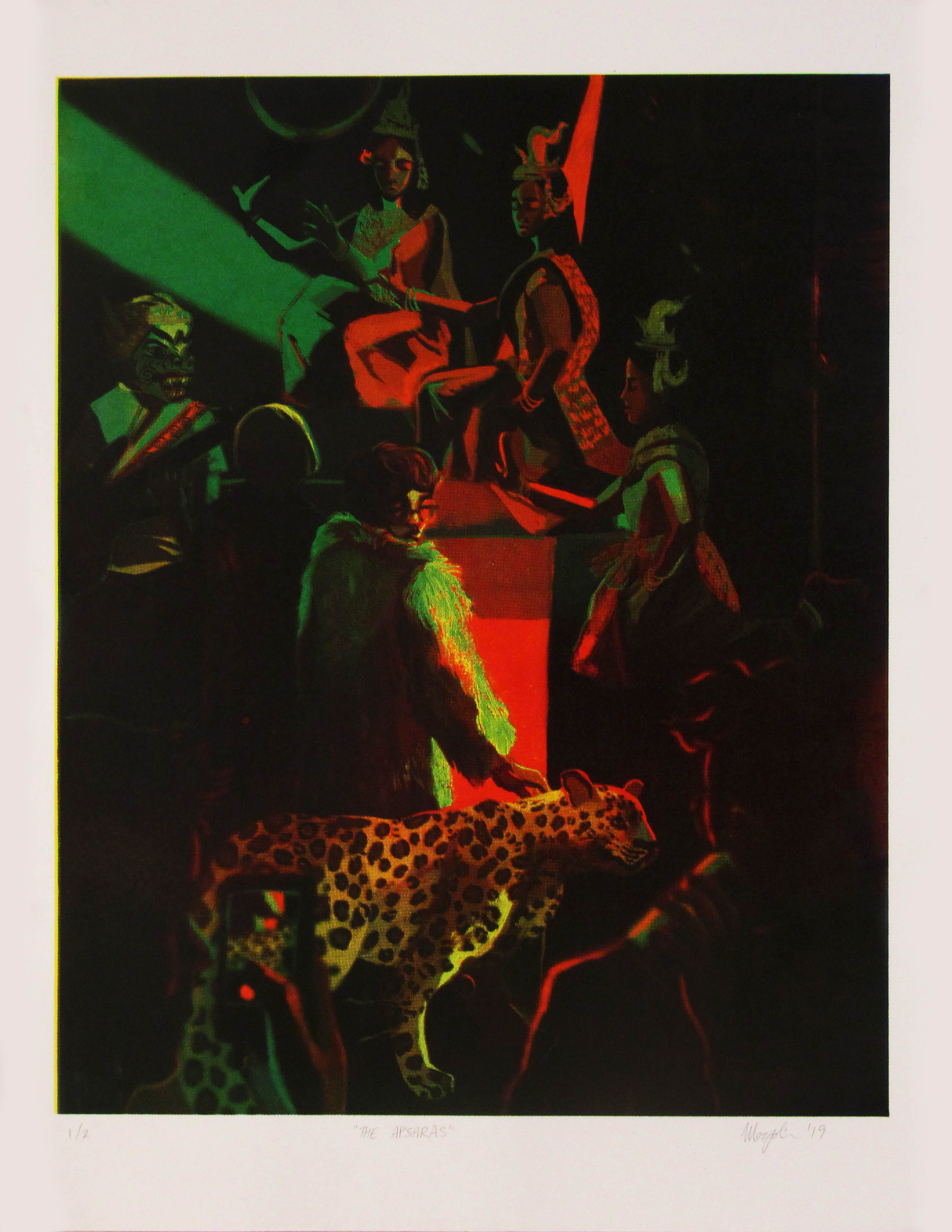 "The Apsaras." Screen print on paper.  16 in x 20 in.  2019.