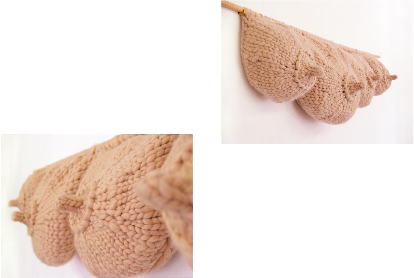 Mammophobia, 2008, 140cm b x 40cm h, handknitted Newzealand wool