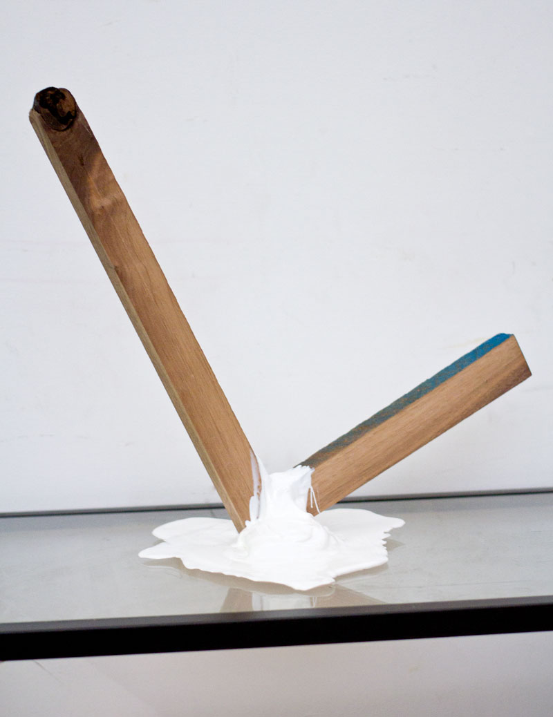 Unfinished "("Untitled")", 2016, 6"x13"x6". Plastic and wood