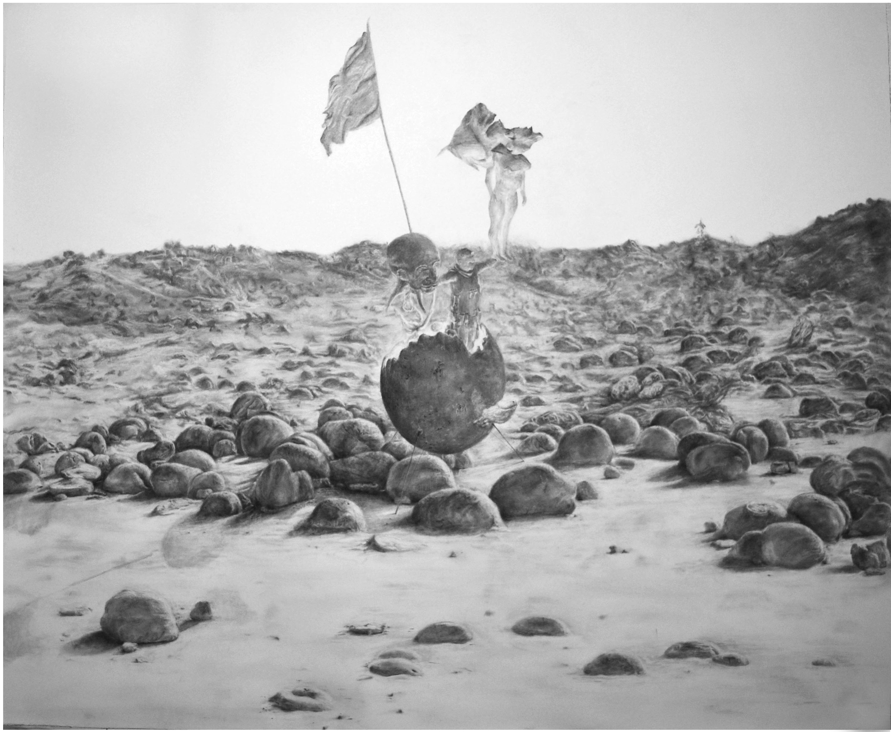  Landing (2015), graphite on paper, 116x140cm, private collection