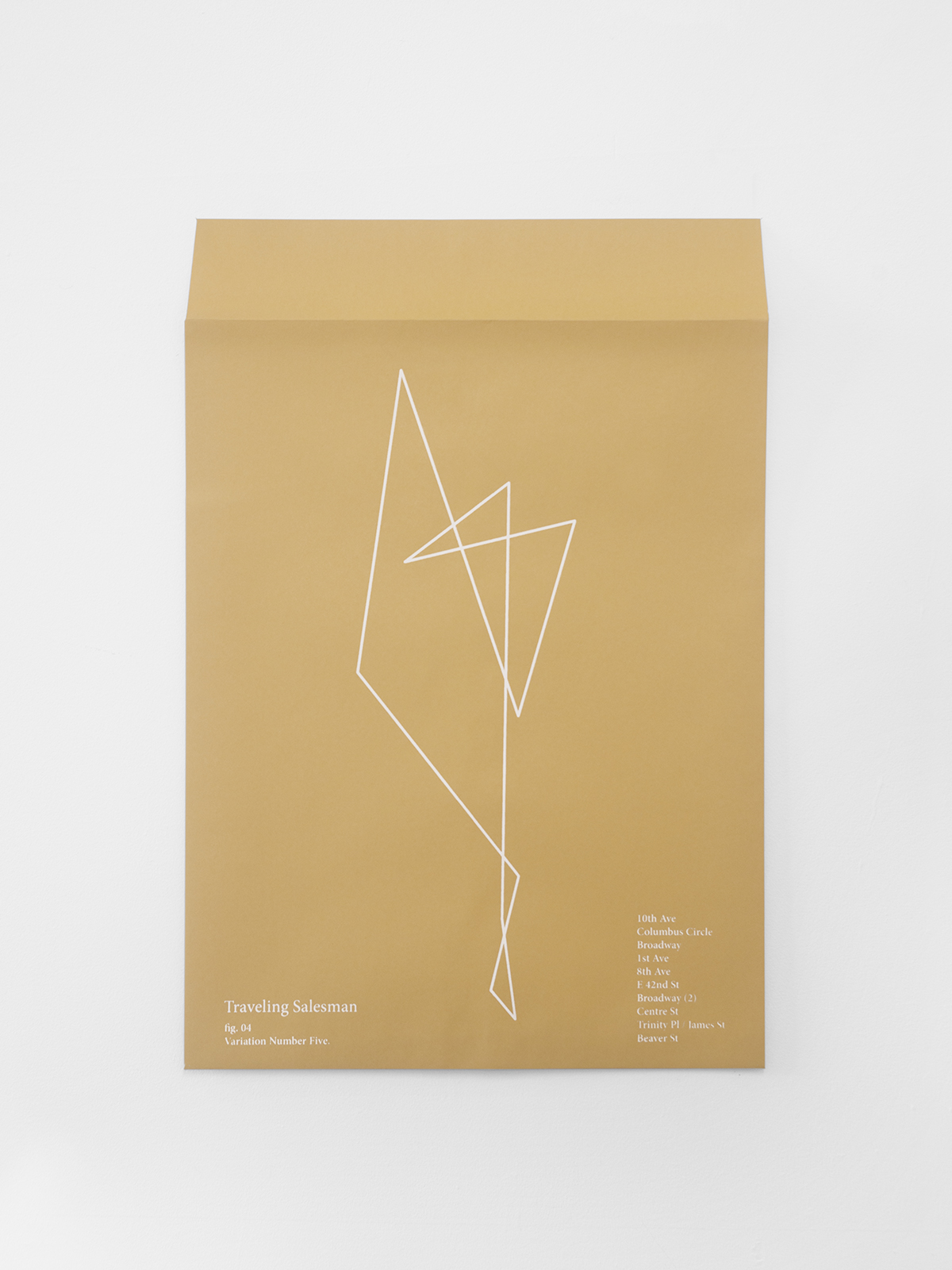 Traveling Salesman, 2018-2019 35,6 x 45,7 cm / 14 x 18 in.Screen Print on Gummed Envelope