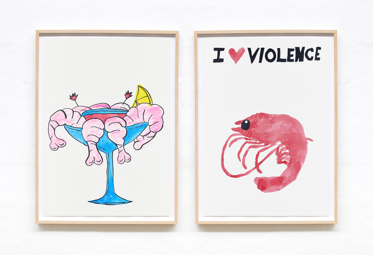 Violence, 2020. ink and pastel on paper. 90cm x 65cm each