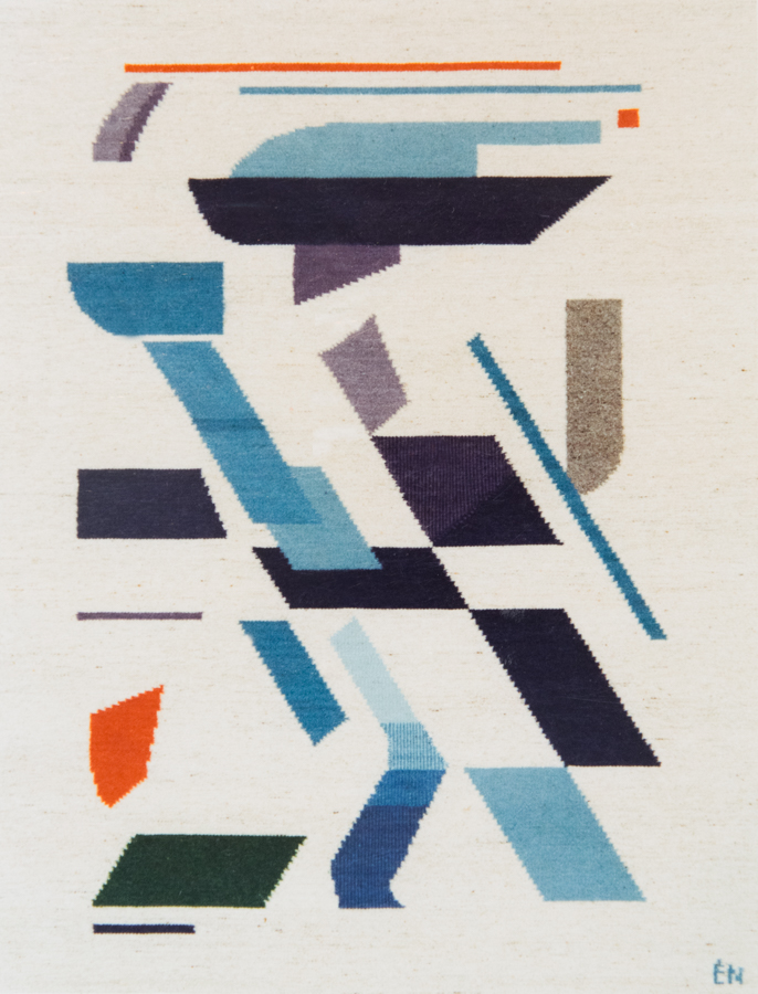 Handwoven wool rug. Serial production. 1990's