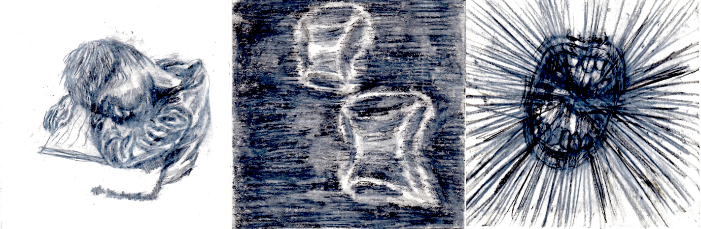 3. December 4th, 2015, dream record drawing / Keywords - desk, nap, dark room, shouting, argh!