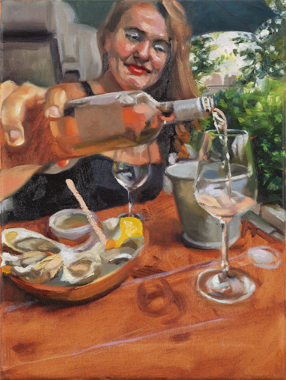 September 3, 2020 (Birthday Oysters with Meg),    oil on canvas, 12x9", 2020