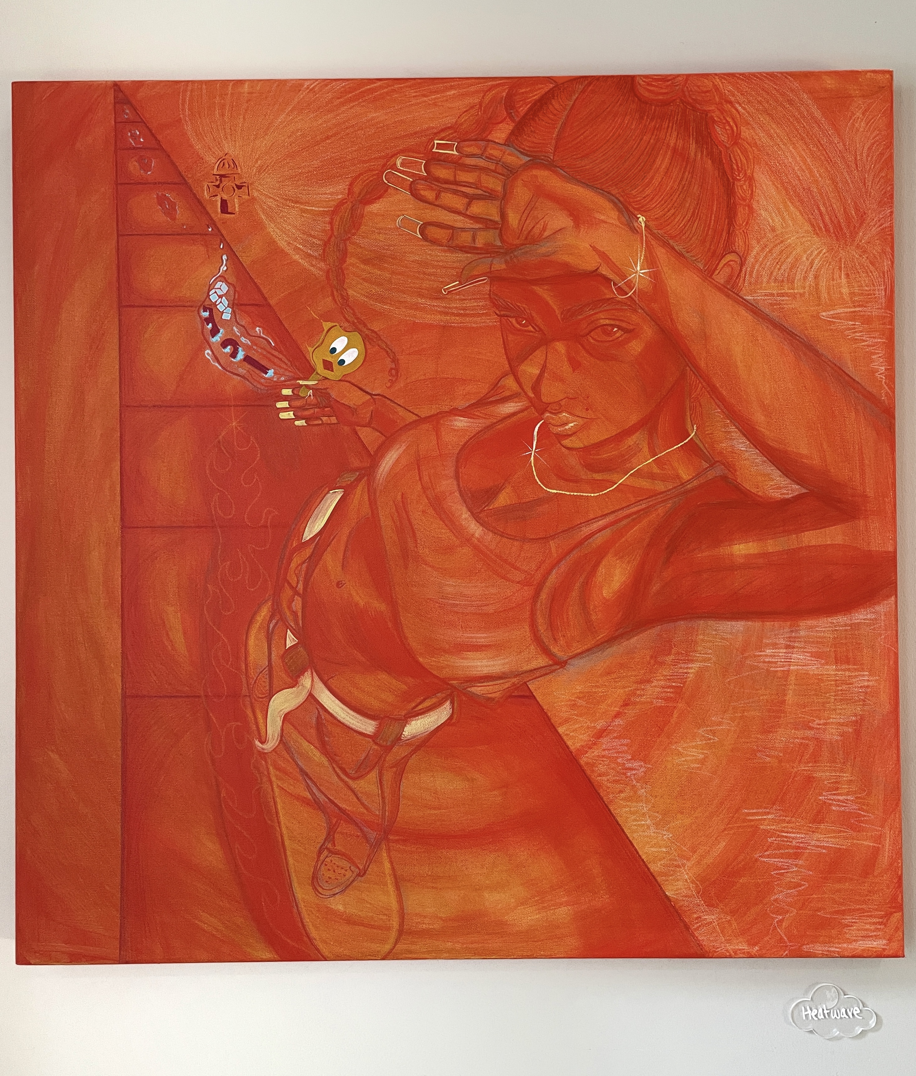 "heatwave", 2022 / 30" x 30"/ acrylic + colored pencil on canvas