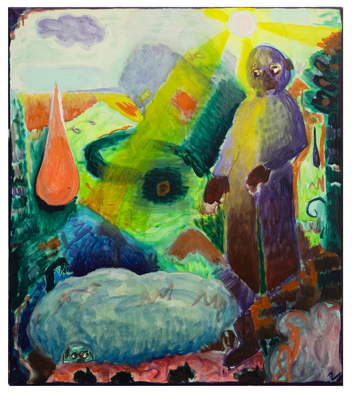 Kleiner Bruder / 80 x 70 cm / watercolor, ink, acrylic on nettle / Andreas Lech 2024