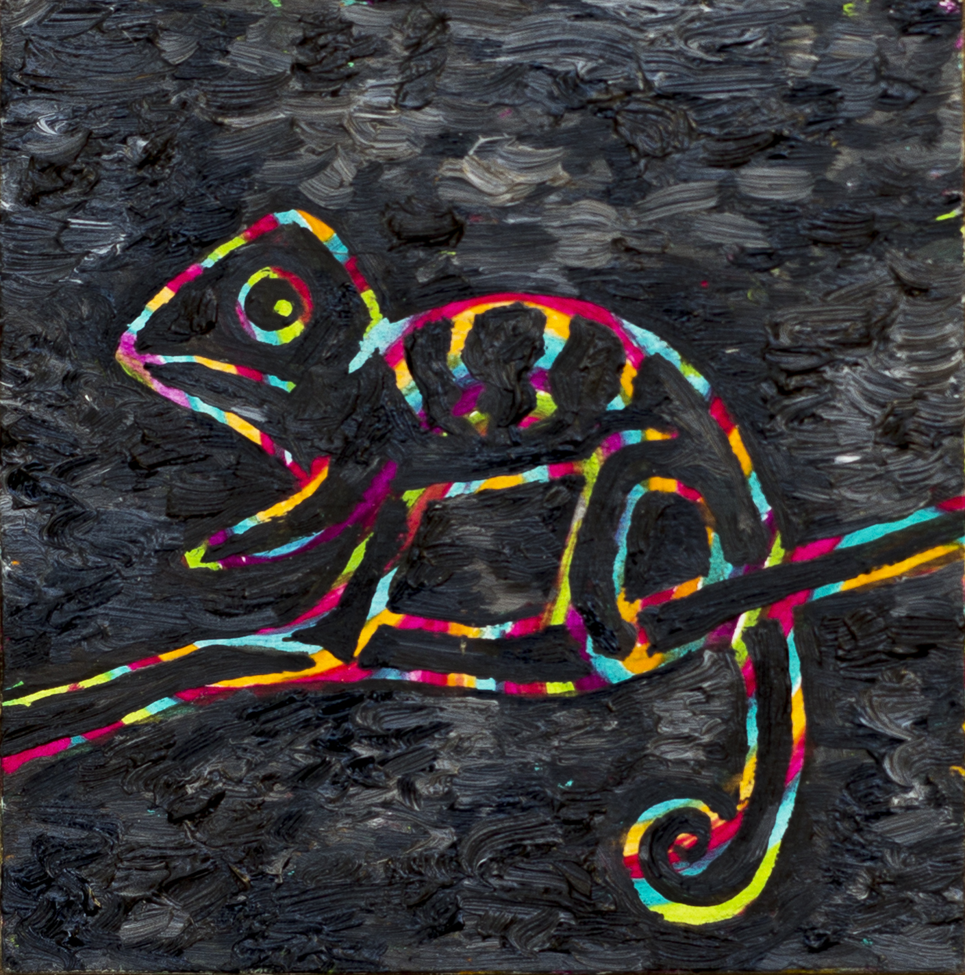 Camale&atilde;o, 2020&oacute;leo sobre papel cart&atilde;o5 x 5 cm