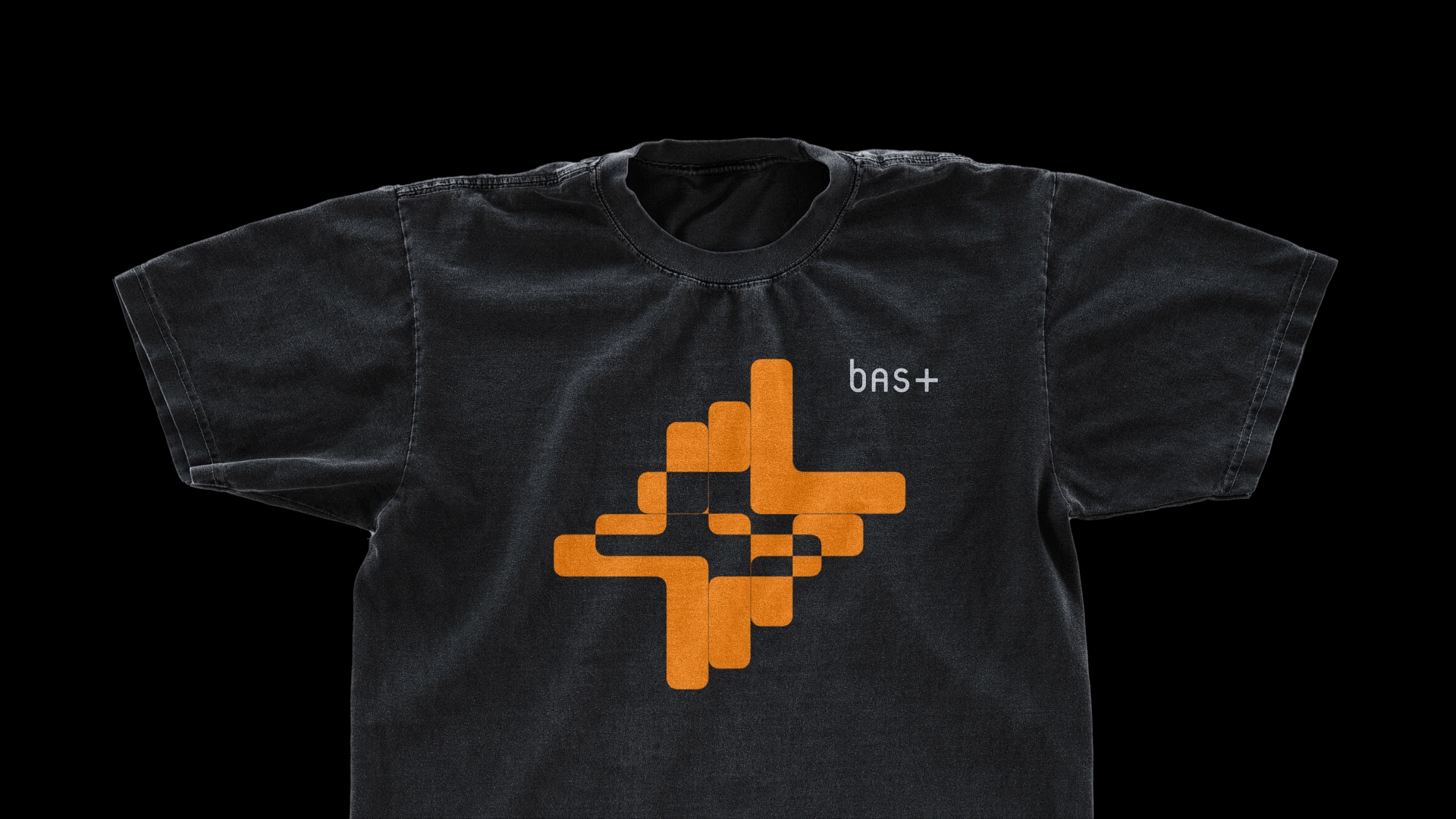 T-shirt design with custom logo by Peter Primožič for Bas+ visual identity.
