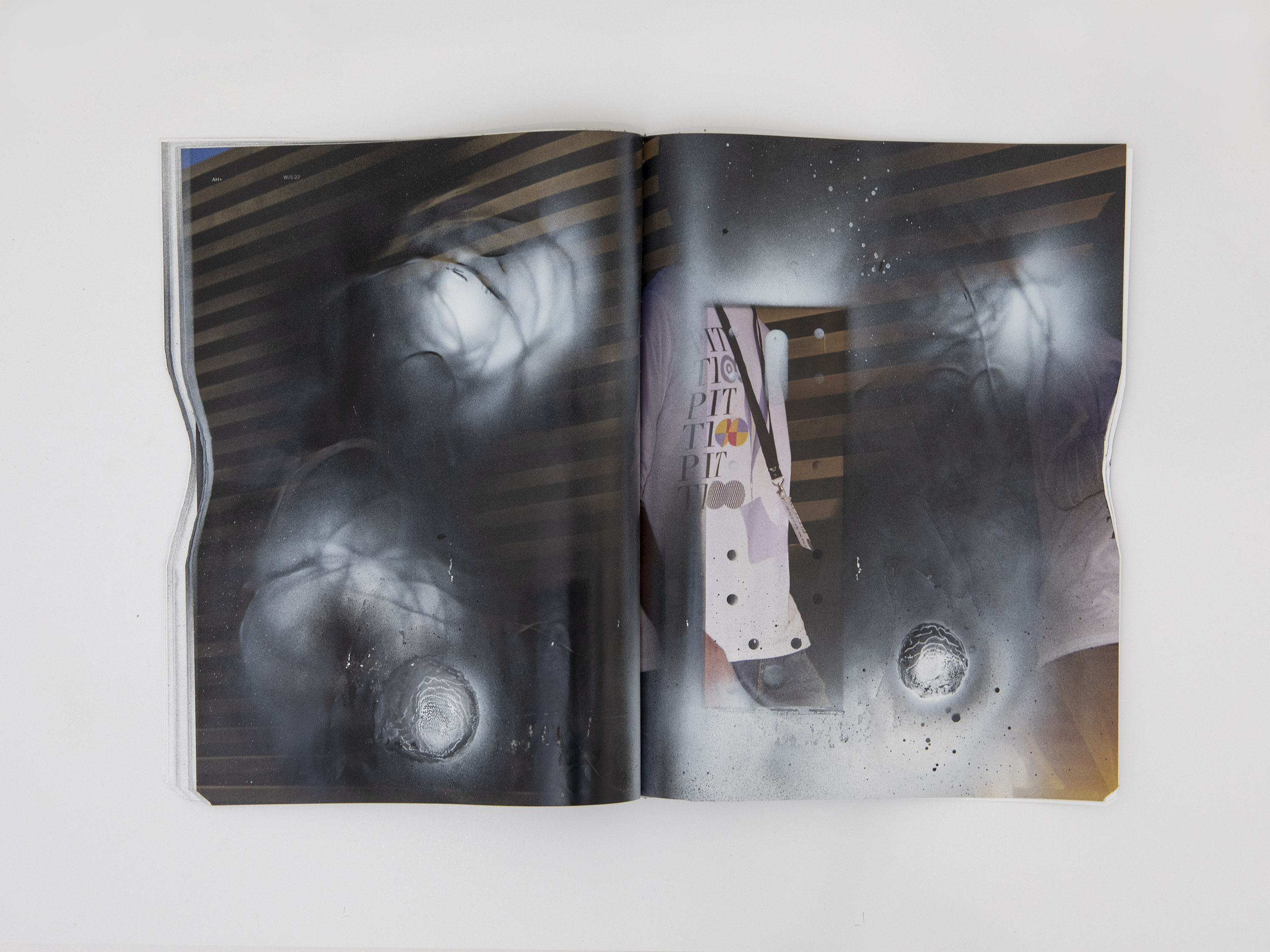 Ache III, 2022 (Magazine, Spray paint, Silicone) Commissioned by Queer Street Press