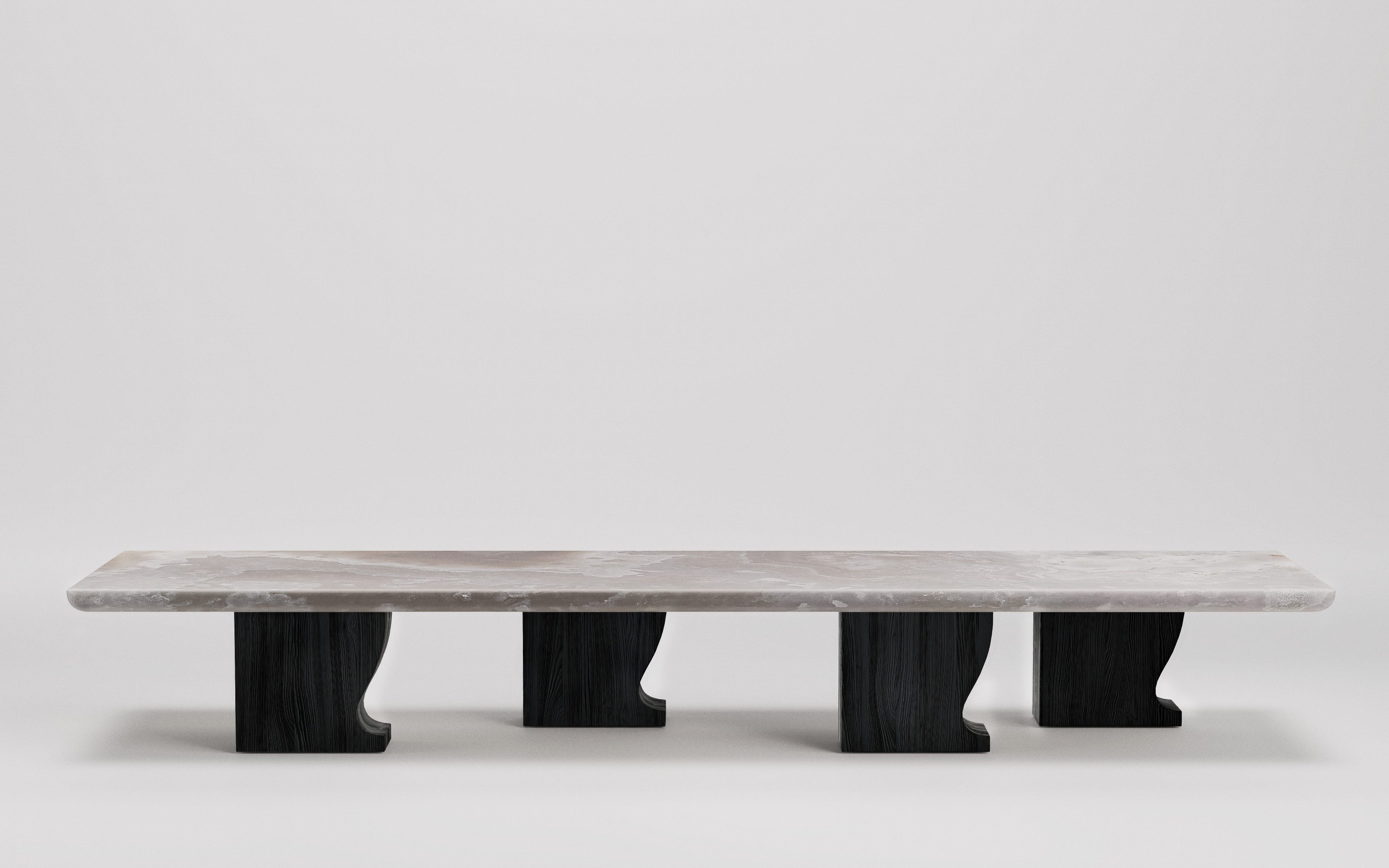 Table basse LLLL | ch&ecirc;ne noir, alb&acirc;tre | L 180 cm W 50 cm H 36 cm
