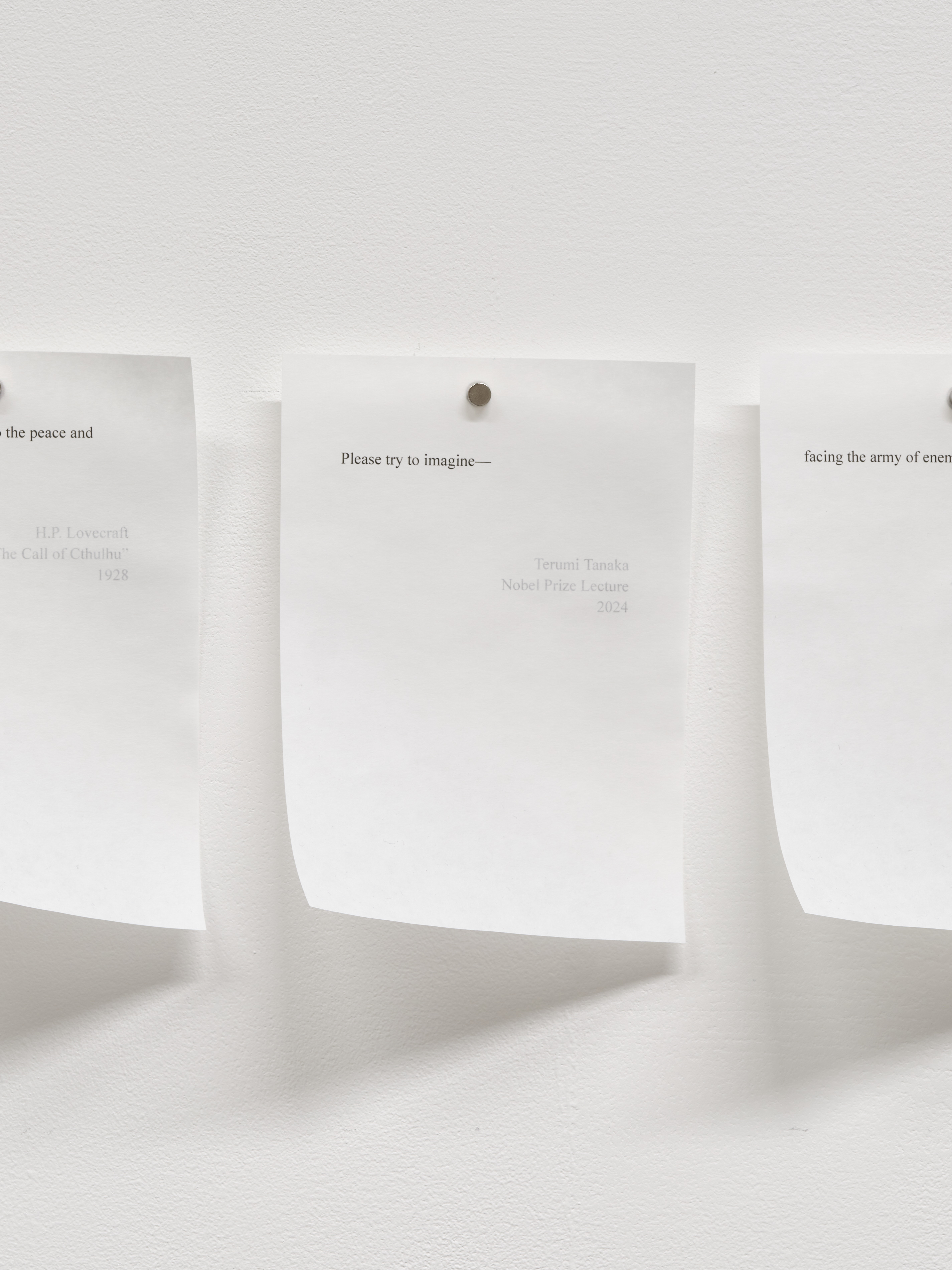 Poem in High Contrast, 2025. Inkjet print on tracing paper with magnets.