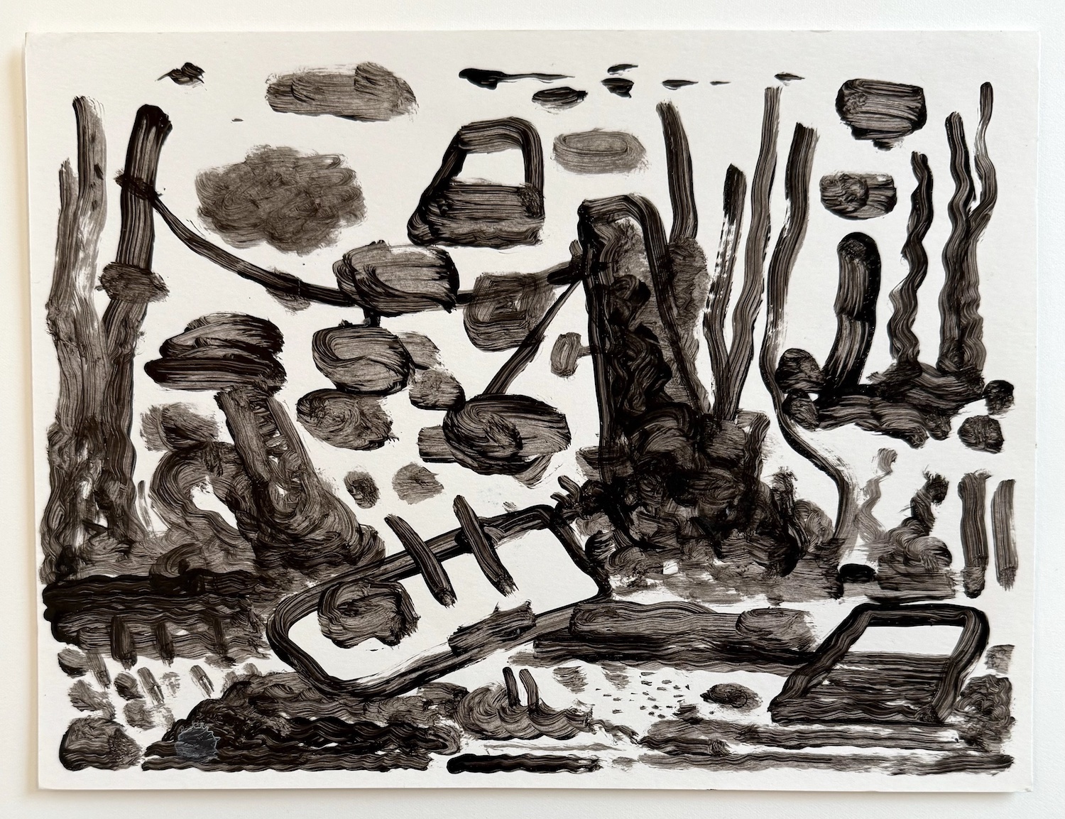 Location (Sticks), 2024, Acrylic on paper, 9 x 12 in.