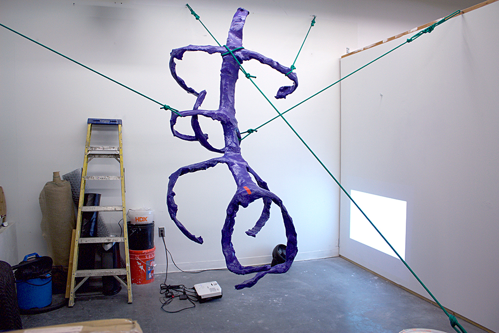 Promise Prince, 2017. Forton, acrylic latex paint, rope and band-aid. Variable dimensions.