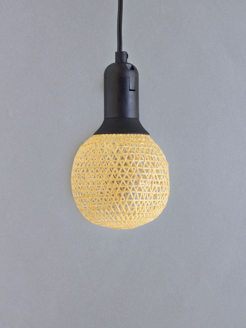 Bamboo BulbA small bamboo basket is woven around a tiny light source that filters and distributes the light.
