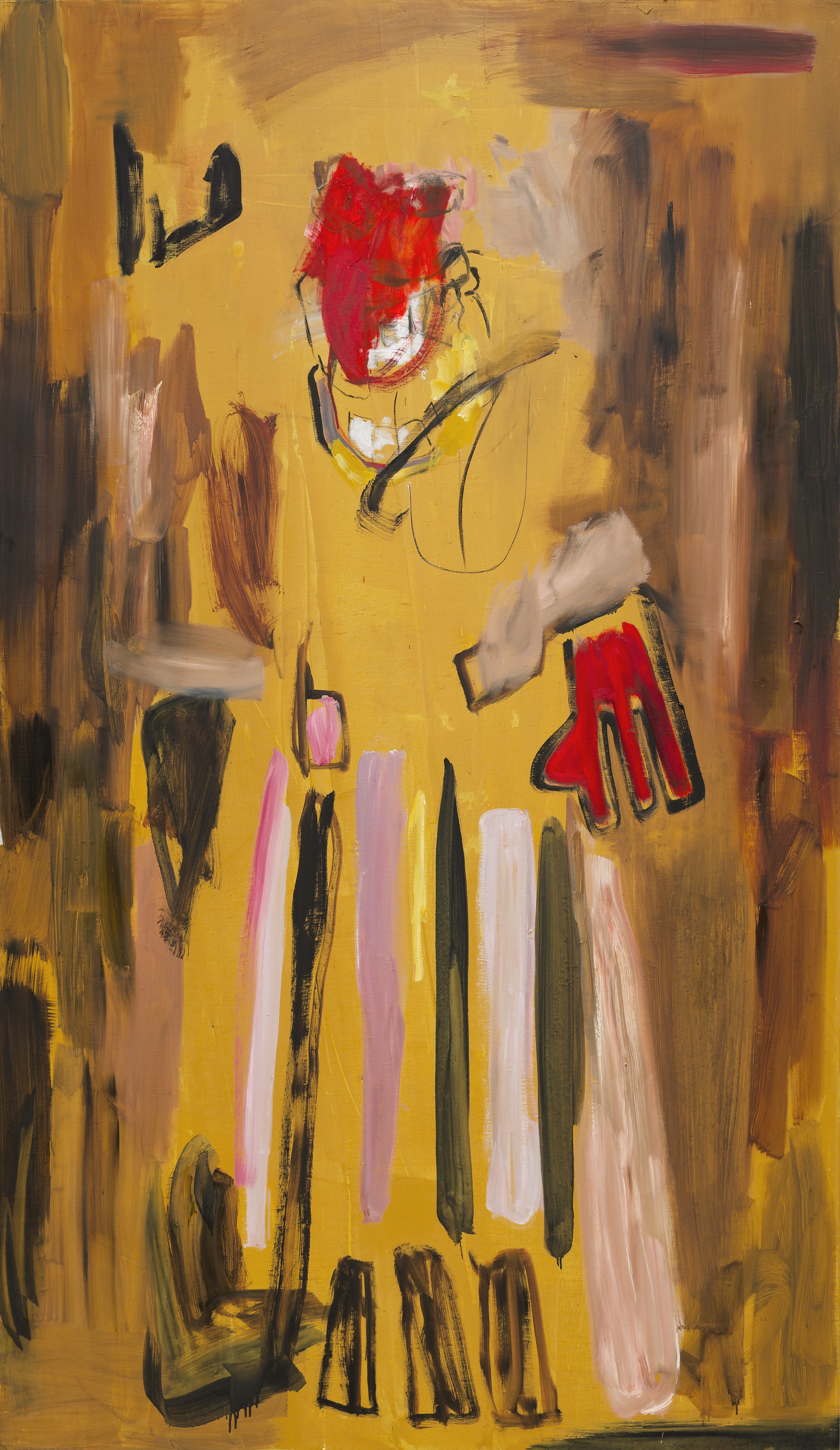 CONCRETE ANGER, 2023, huile et fusain sur toile, 210x122cm