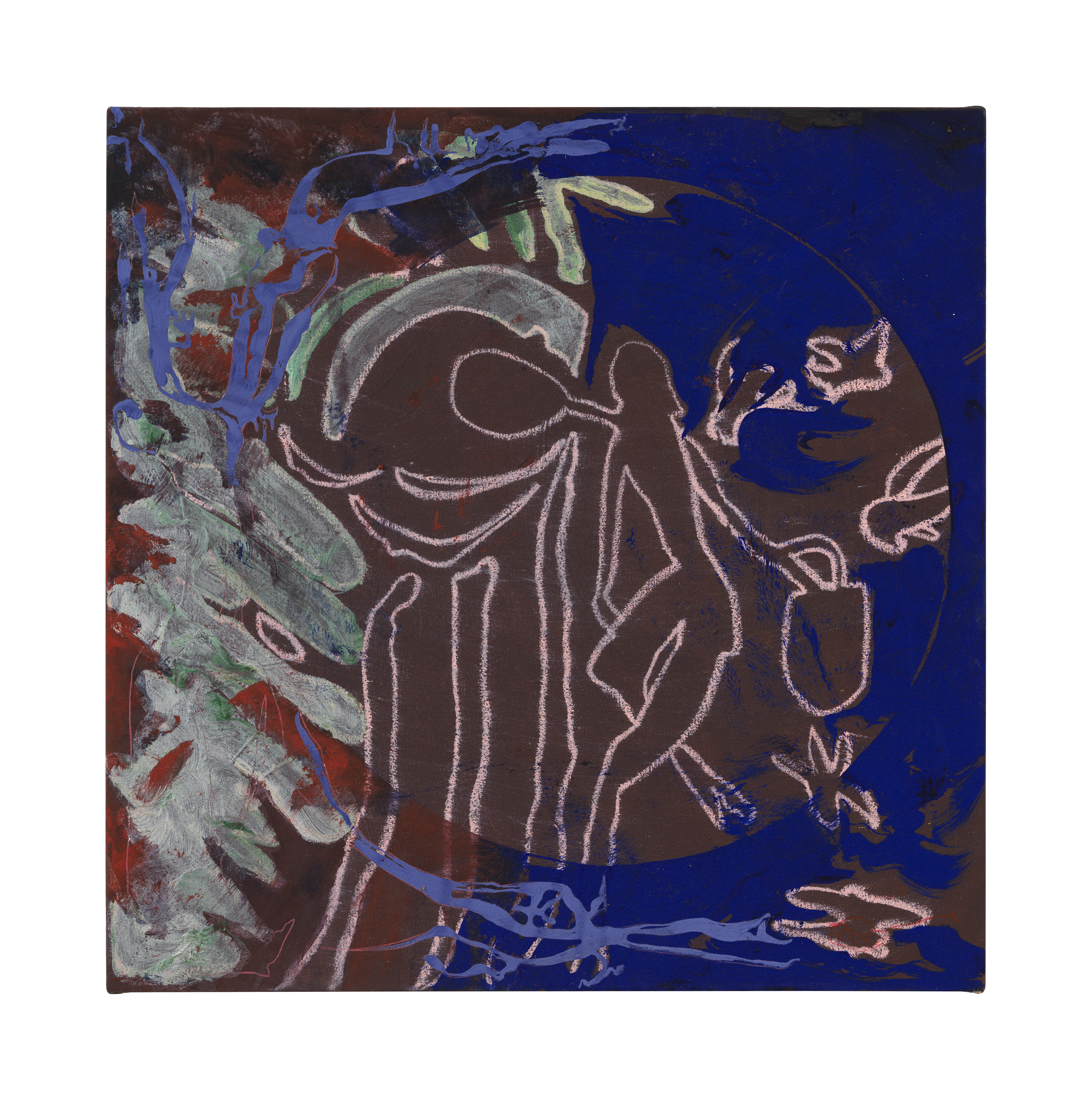 sosFound::subject_citizen:a_shrimp-that_eats_sand_beekeeper, 2022,oil & pastel on canvas, 52 x 52 cm