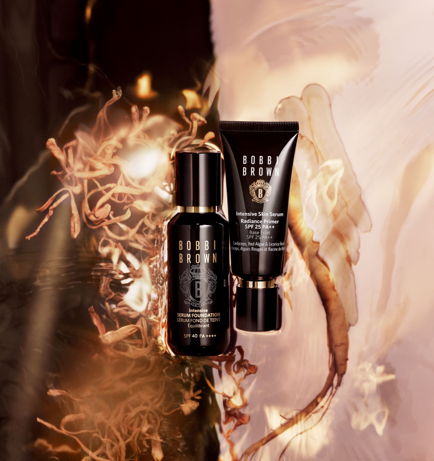 KMA stylist Rachel Haas creates a dynamic setting for Bobbi Brown Intensive Serum Foundation and Radiance Primer Duo