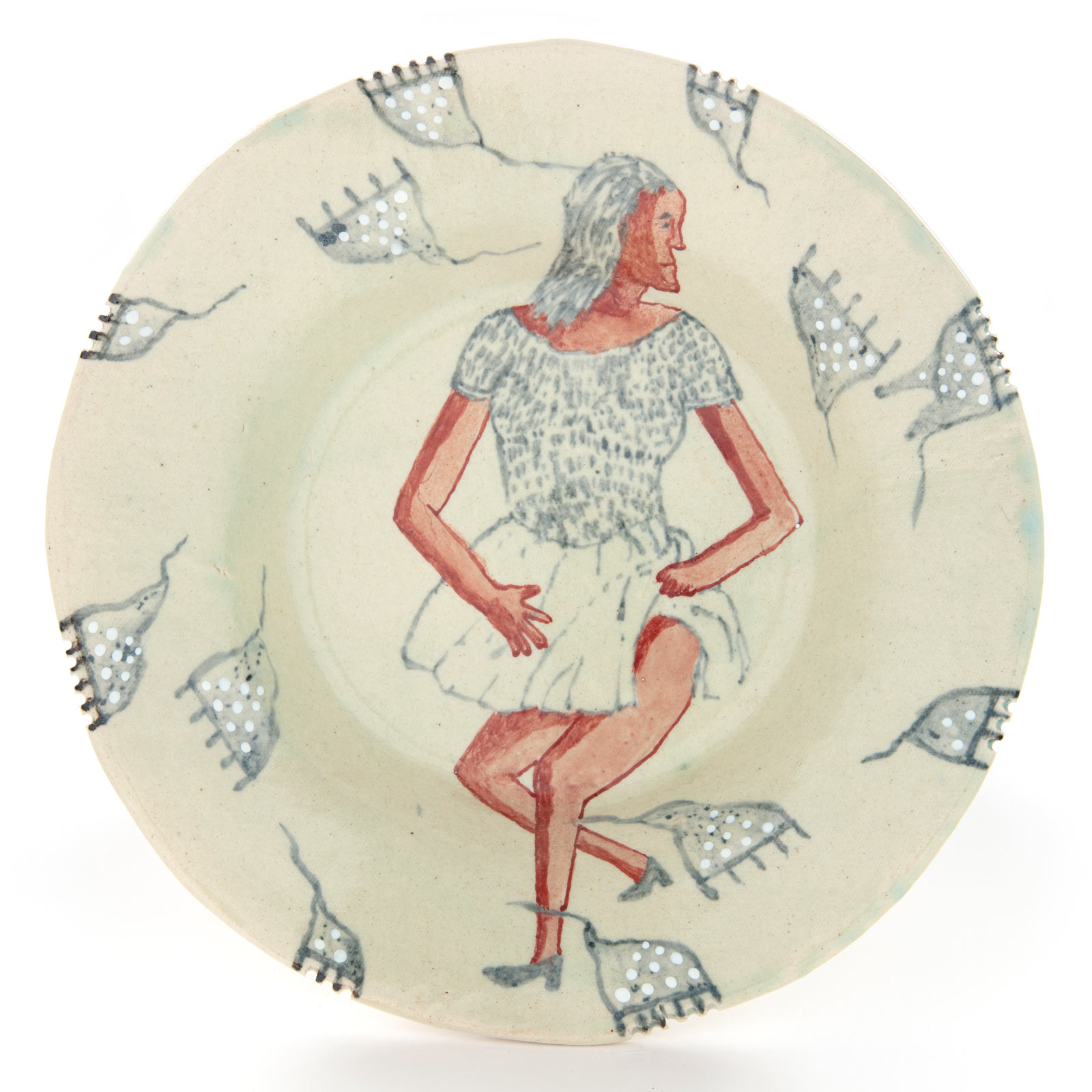 Woman in white dress, plate 8, 15.5.2020Glazed ceramic stoneware5.5 x 26cmSet of 9