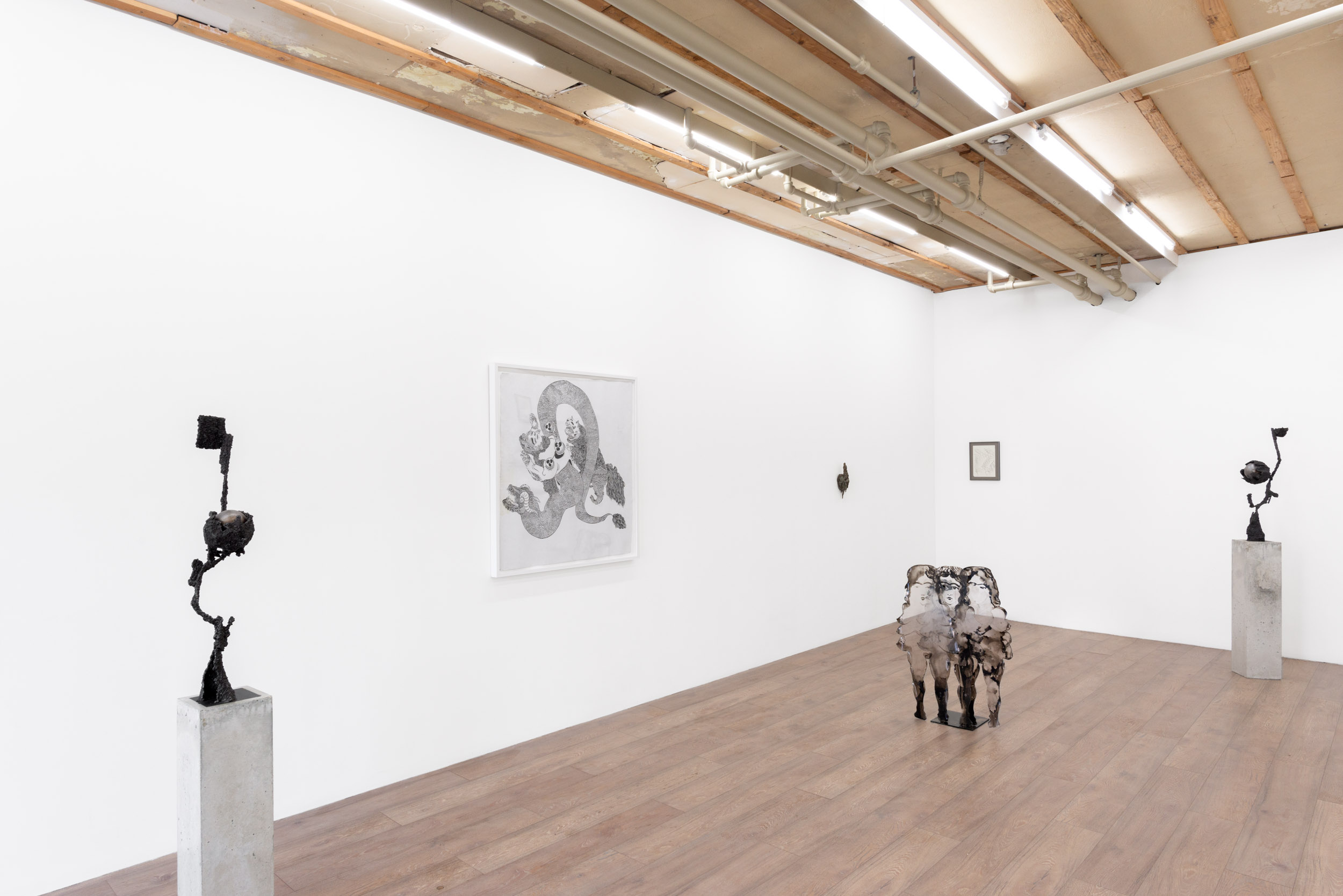 Nocturne: Ronan Stewart, Shayne Weston Abbott-Arcan, Mahsa Farzi, Sean Jena Taal, Evan McGraw. Installation View: PaleFire, 2025. Photo: NK Photo.