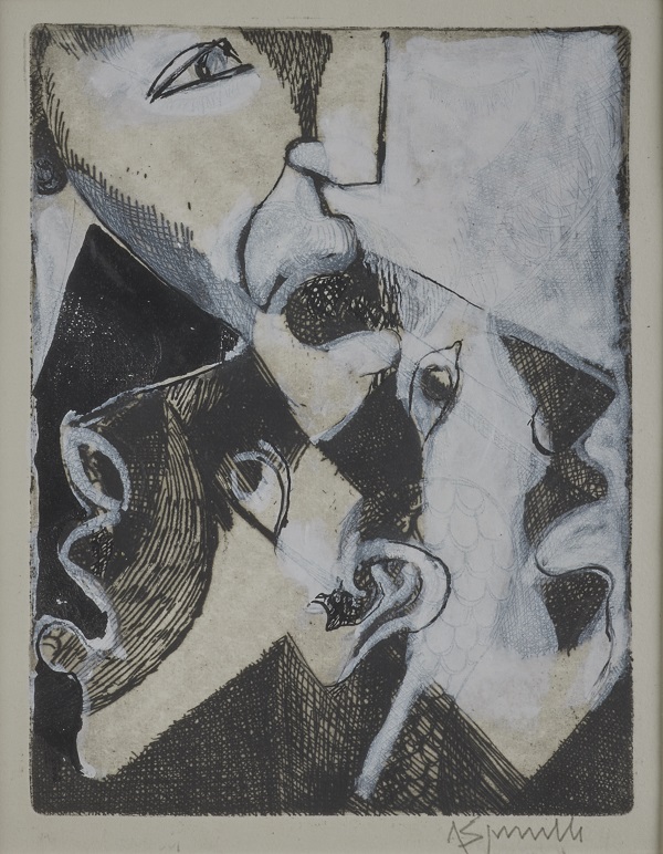 Profili, tecnica mista, 1970. Collezione Quadreria