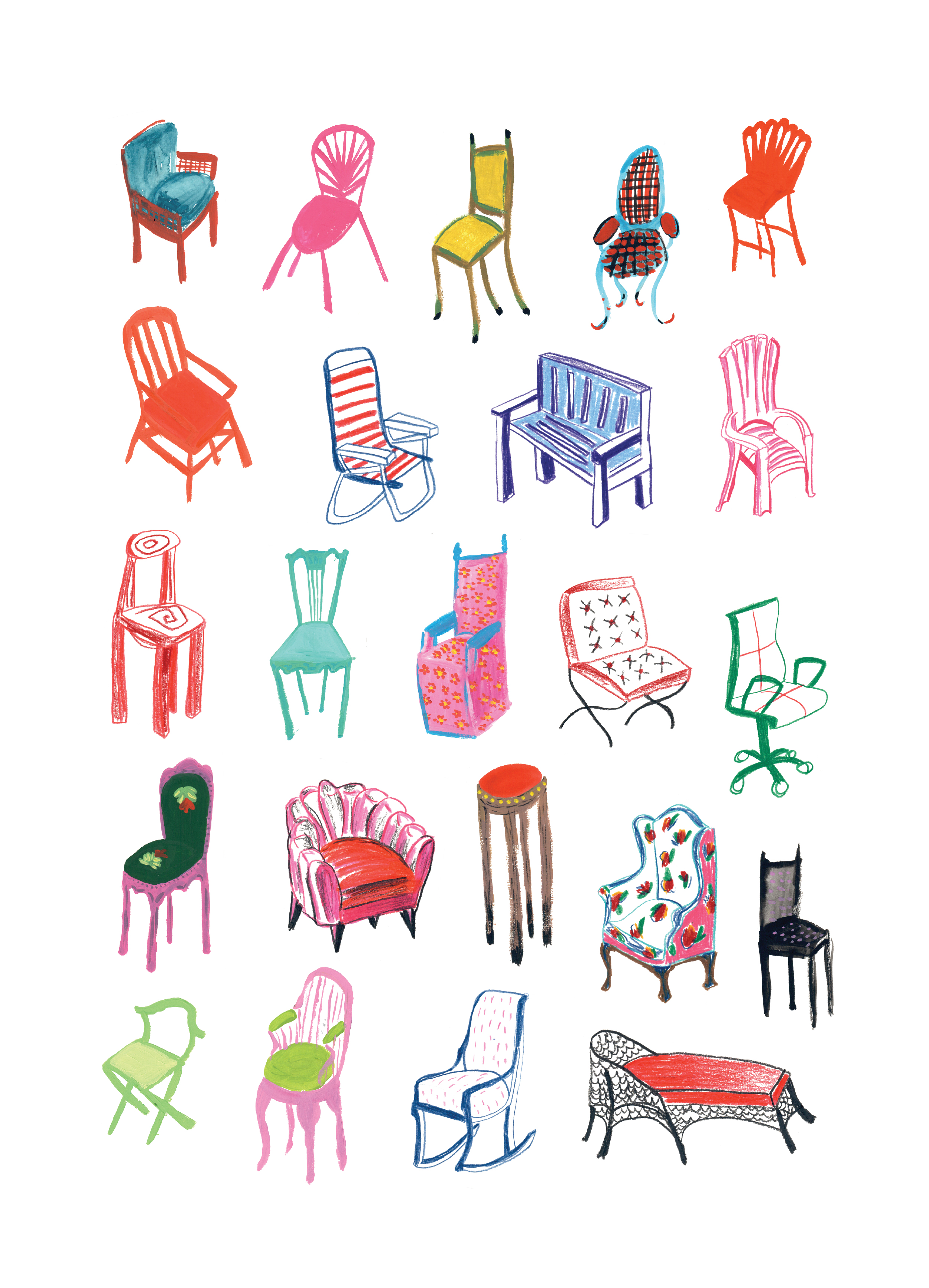 Chairs, Gouache