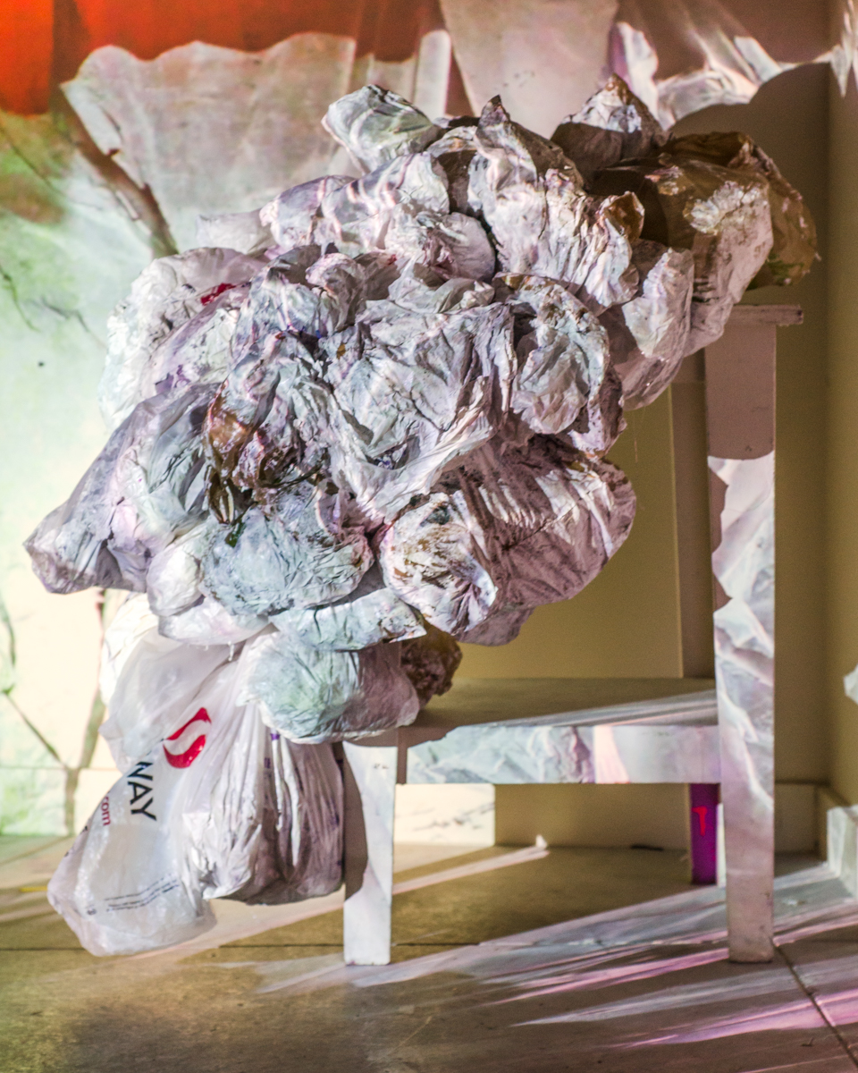 Packed Bags w/ projection 2019Plastic Scupture