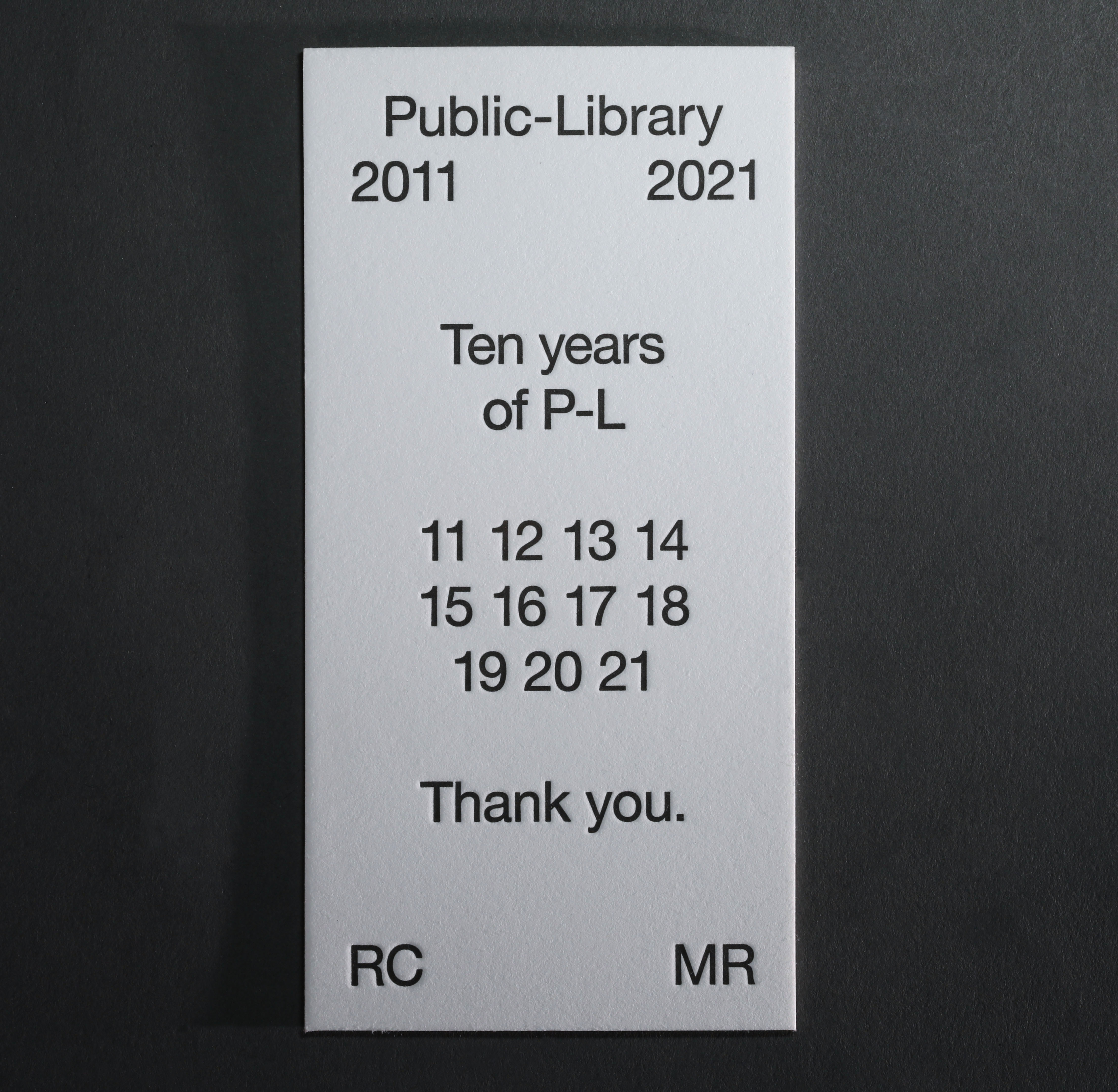 LETTERPRESSPublic Library thank you card