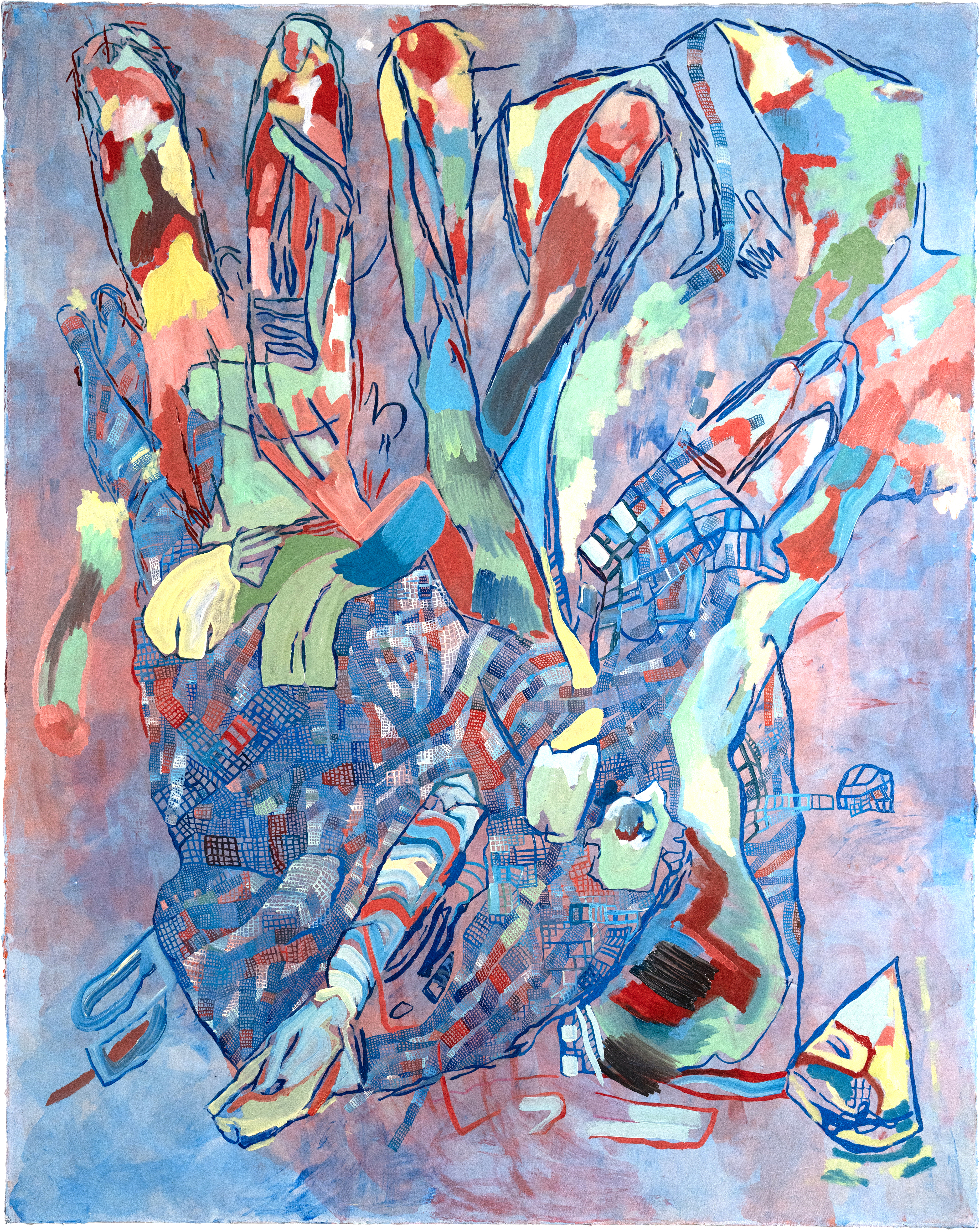 Head/Hand, oil and acrylic on linen, 40 x 50 inches, 2025