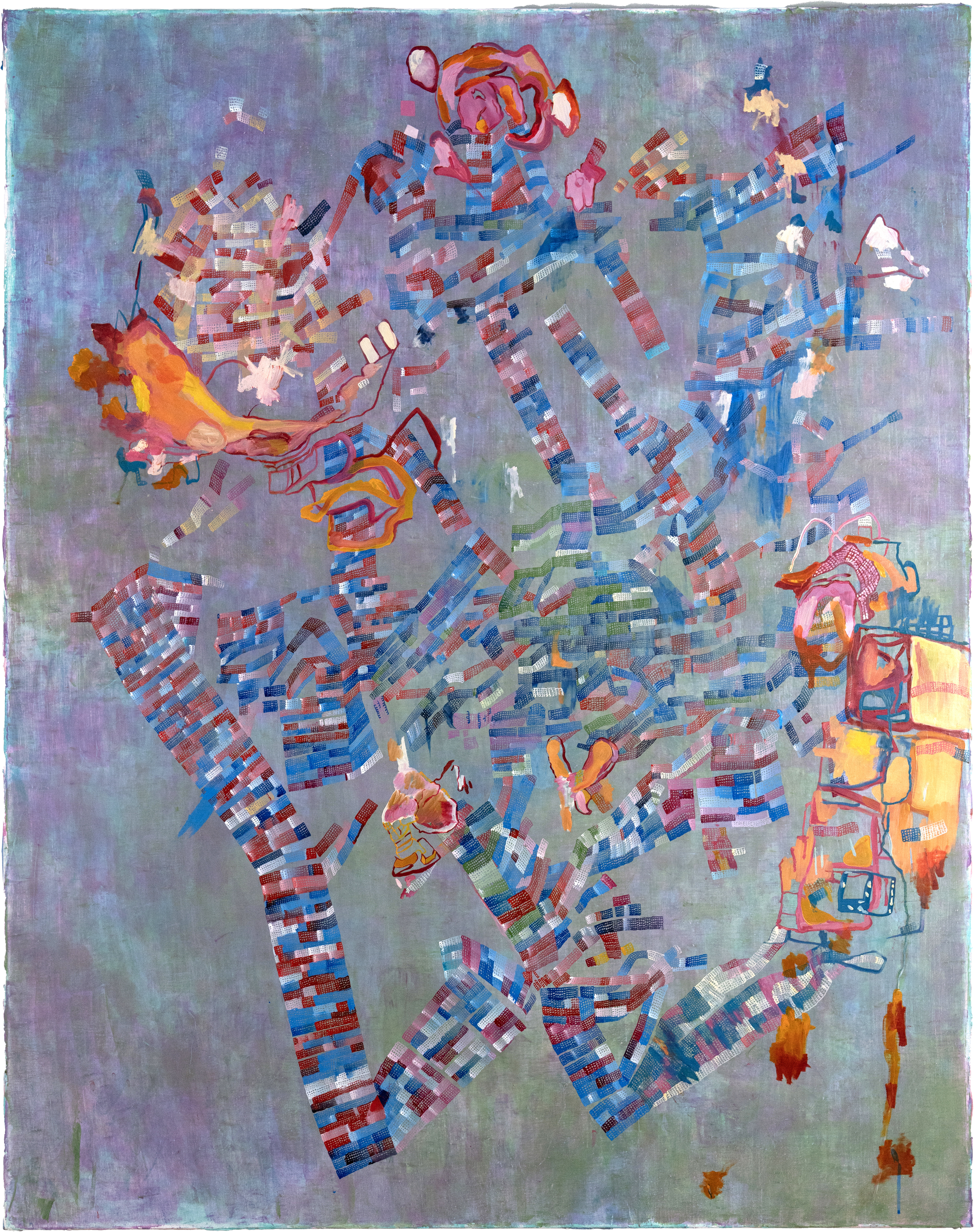 Eat Religion, oil + acrylic on linen, 56 x 40 inches, 2024