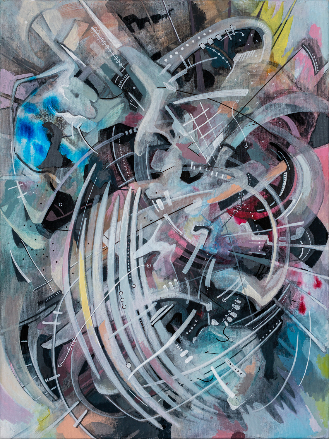 Untitled, 2024, Acrylic and Gouache on Canvas, 18 x 24 inches