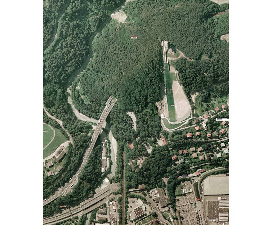 Aerial view of constructed landscape (Faux Terrain 1)