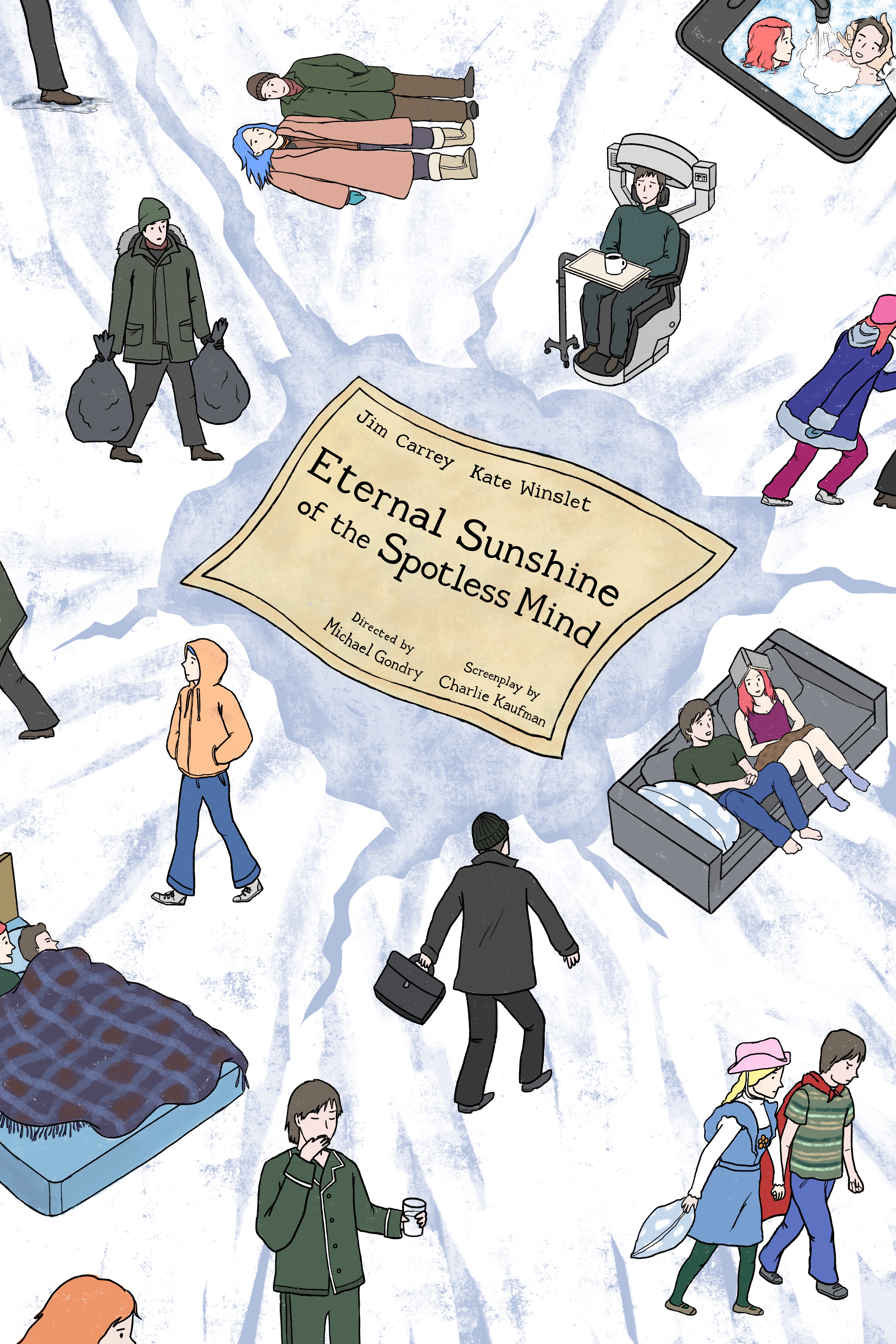 Eternal Sunshine of the Spotless Mind, illustrated movie poster