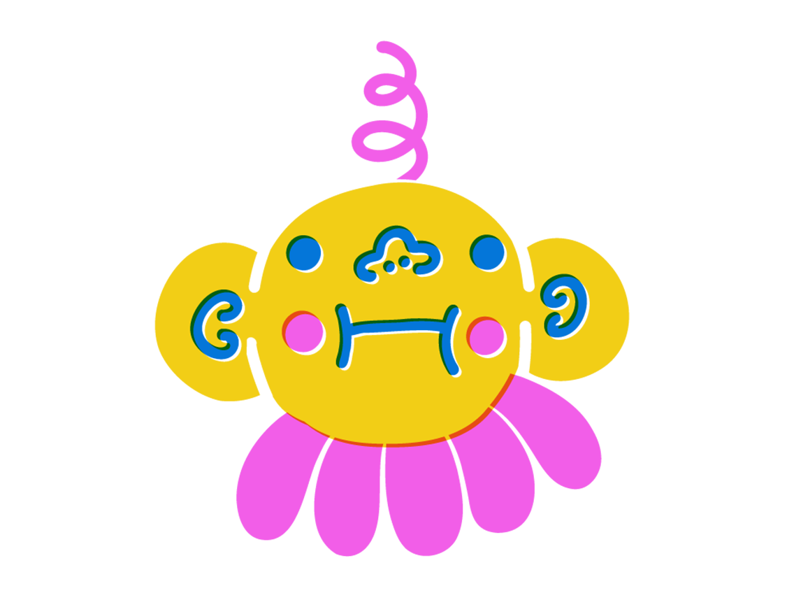 flat image of clown character from illustration