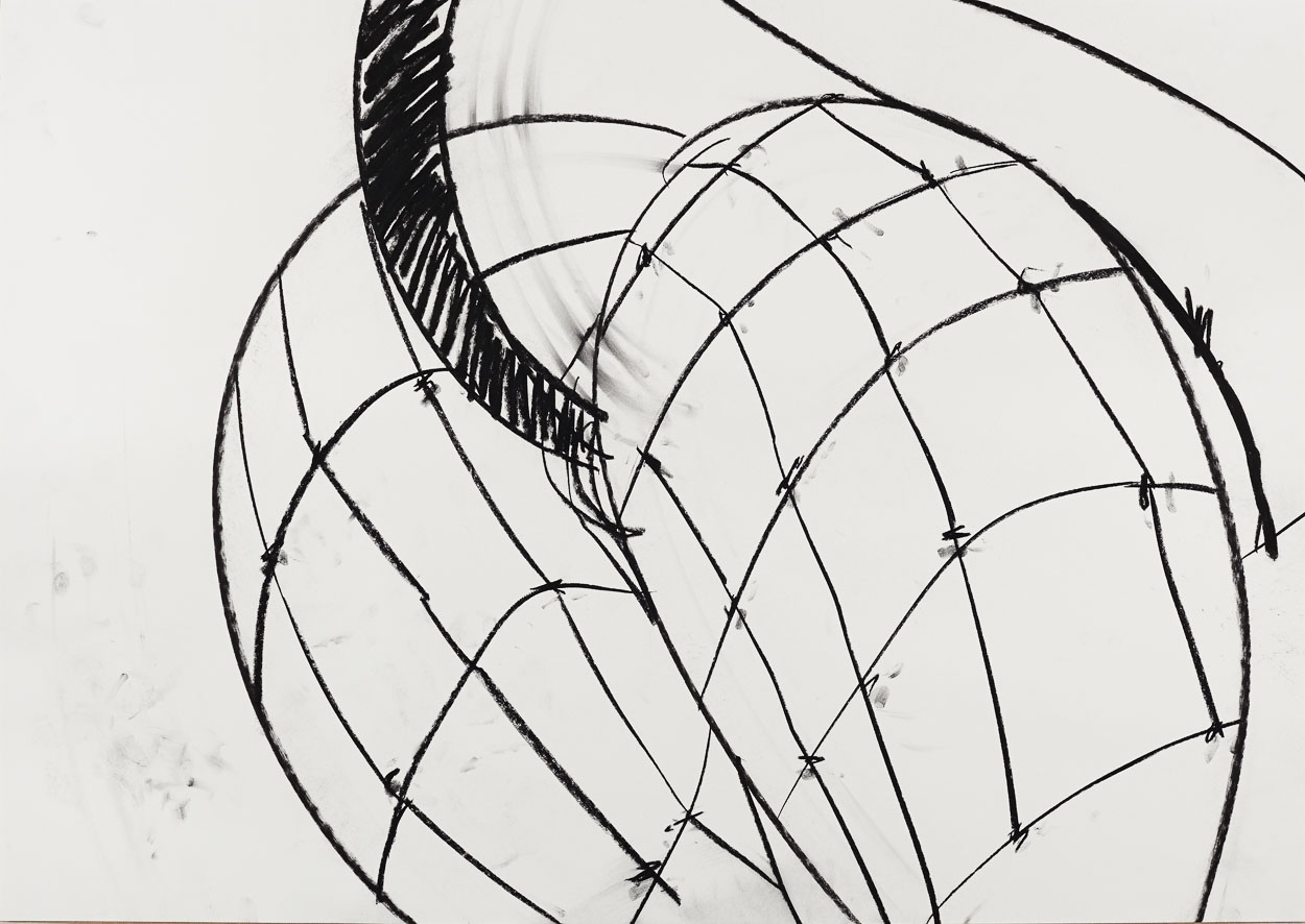 Still Life with Baton, 2014. charcoal on paper. 95cm x 65cm