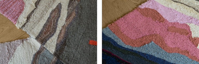 Pictured: 2 Close up shots of the wool rug.