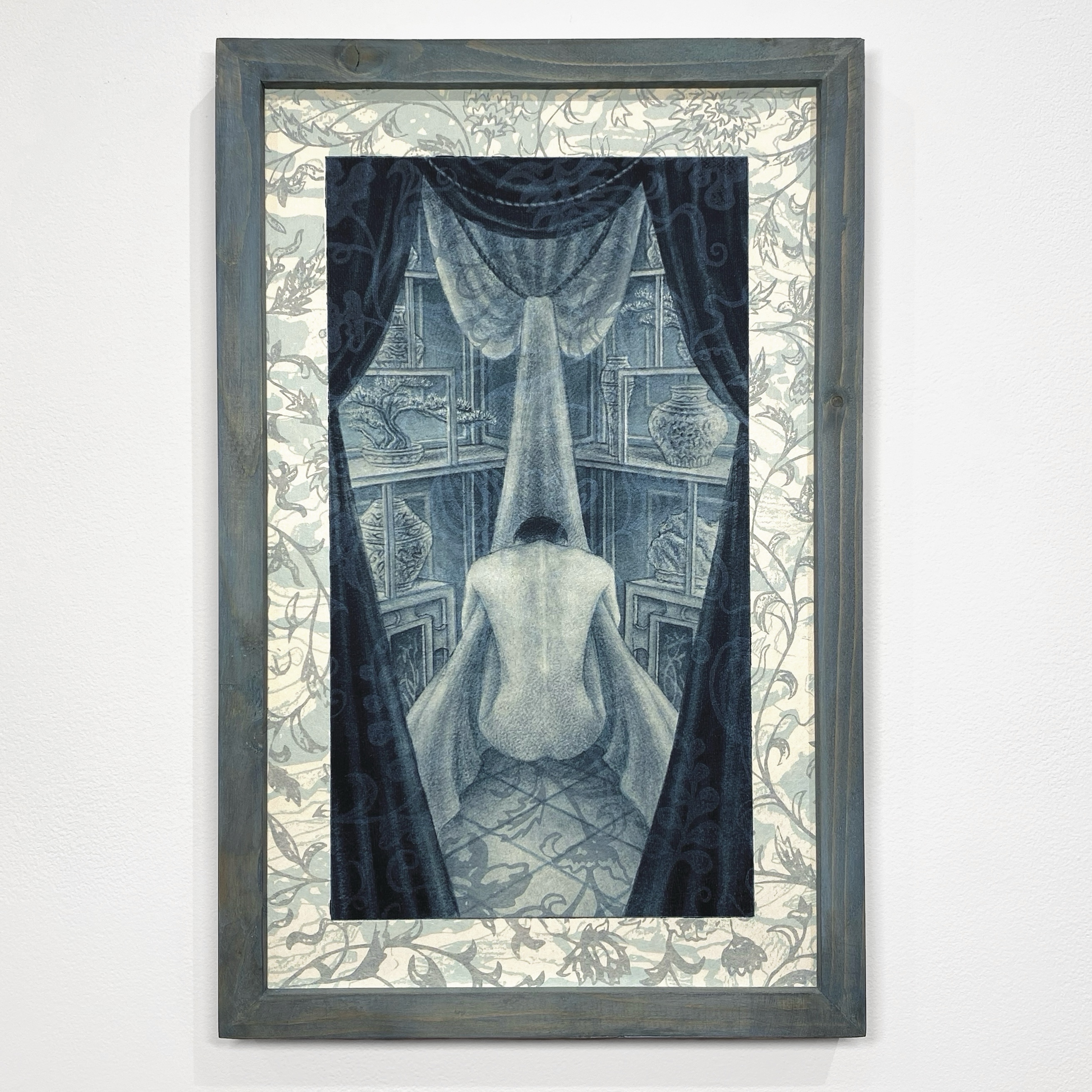 within the closing eye (lives relics of past lives) II, 2024, 17&rdquo; x 10.5&rdquo;, photopolymer etching and silkscreen on paper