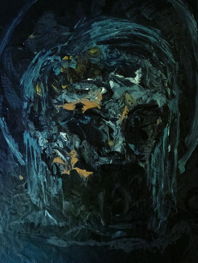 Self-Portrait with Halo and Snake (After Gaugin), 2019 (acrylic on canvas)