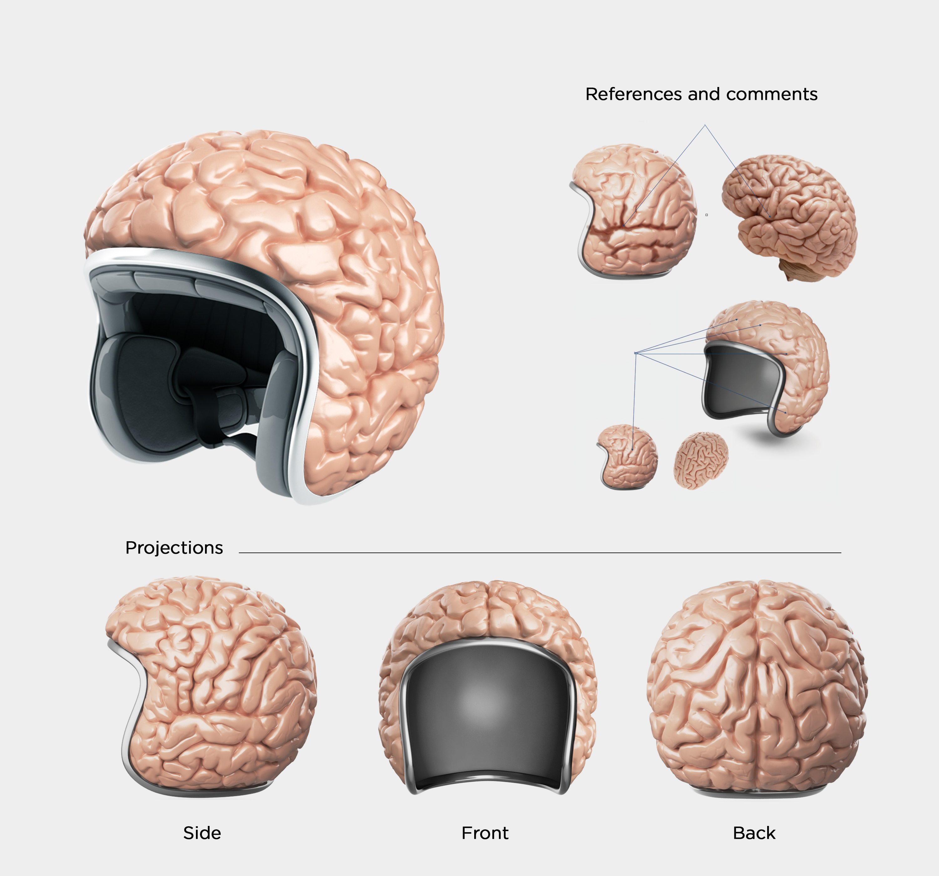 Funhead - motorbike helmet concept design. Product design. Creative helmets design. Created by Eclectic M Studio.