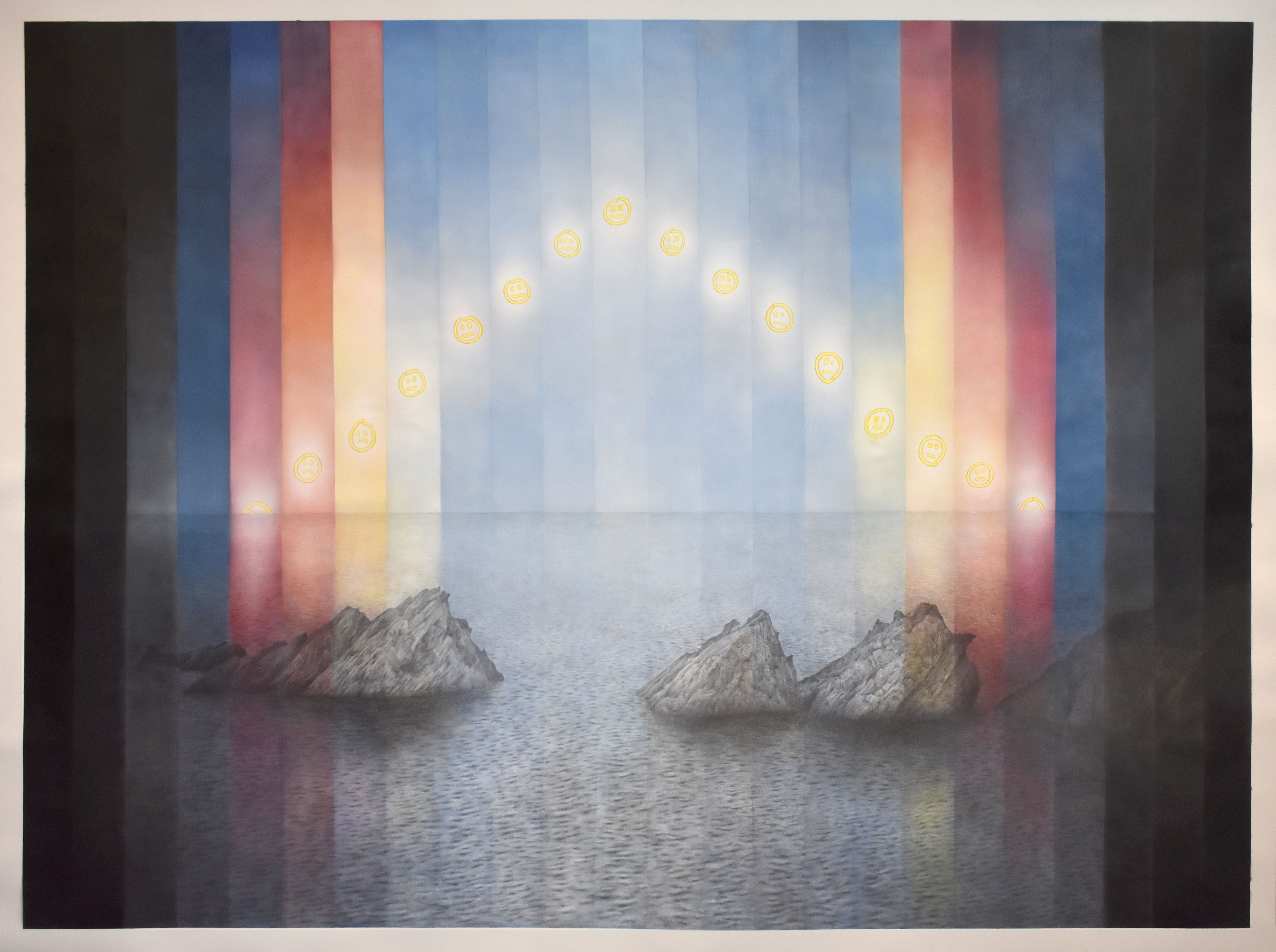 That feeling of imminent dread, pencil markers acrylic on paper, 171x127cm, 2020